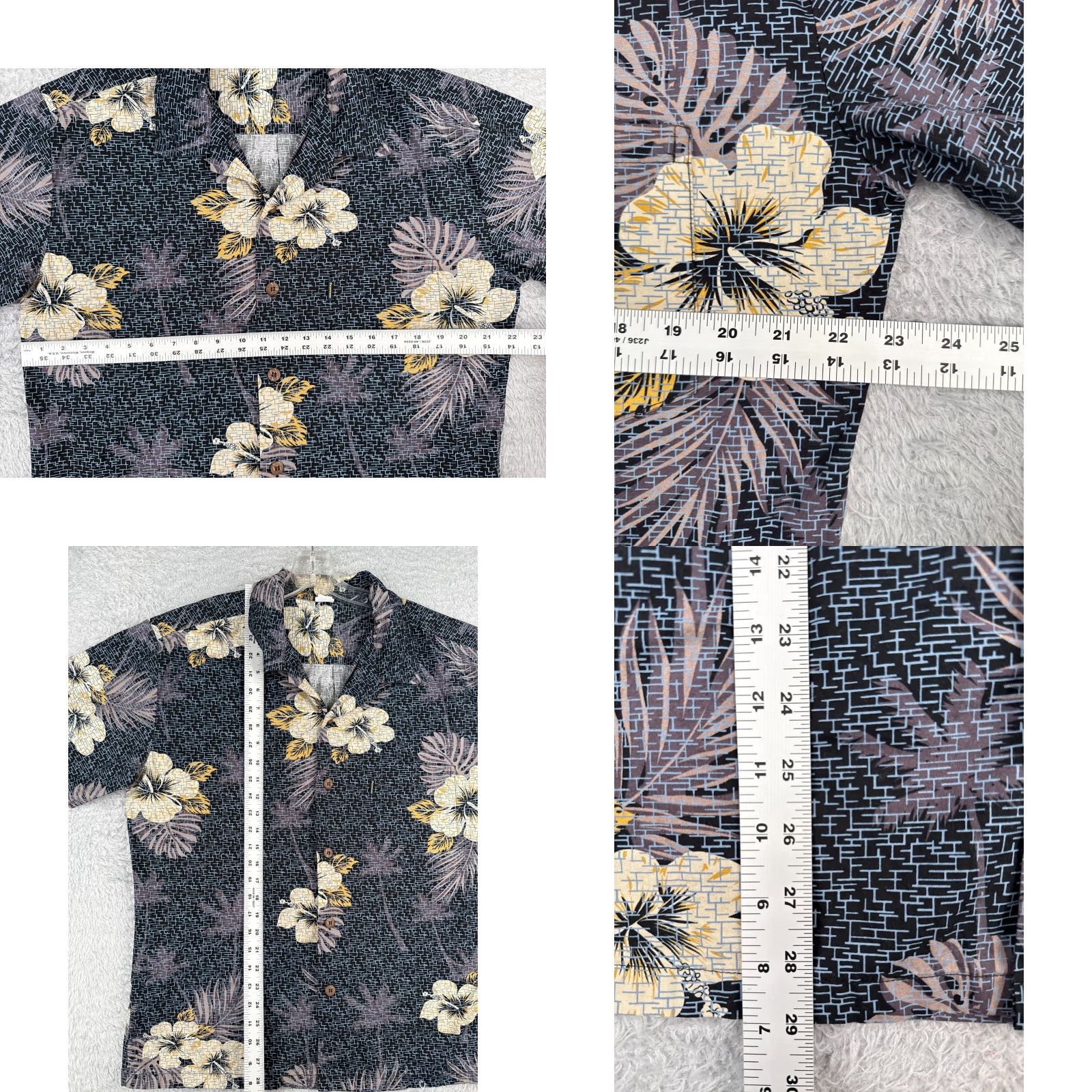 Vintage Palmwave Shirt Men L Black Floral Palm Leaf 100% Cotton Hawaiian Button-Up Resort Aloha Palms Size US L / EU 52-54 / 3 - 8 Thumbnail