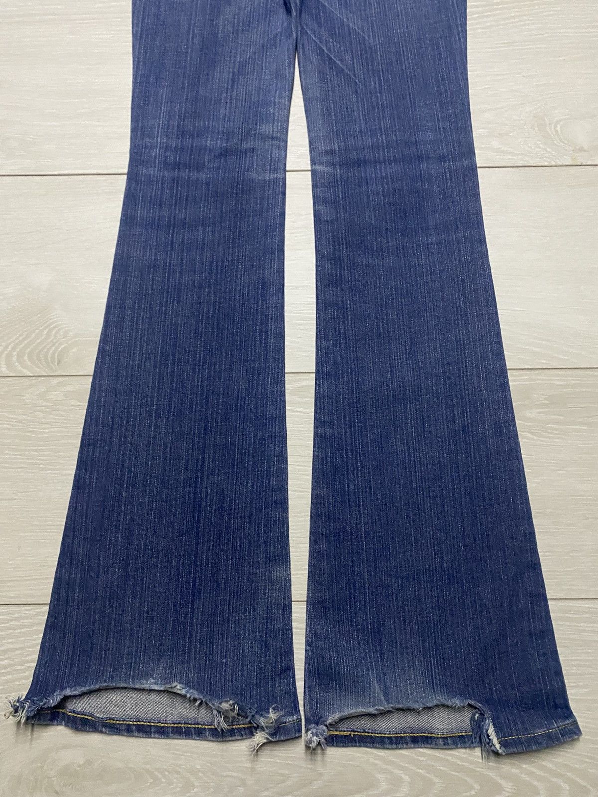 Japanese Brand Moussy Blue Wash Distressed Flare Jeans