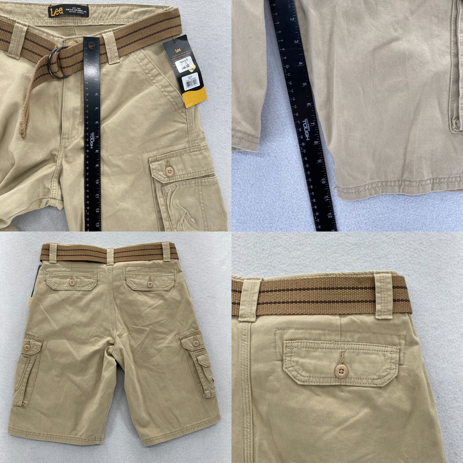 Lee Lee Belted Cargo Shorts Mens 30 Khaki Beige Relaxed Outdoors Hiking Workwear NWT Size US 30 / EU 46 - 8 Thumbnail