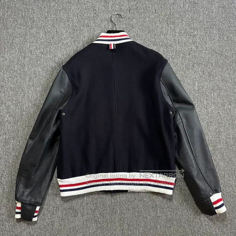 Other Thom Browne Dark Blue Striped Leather Sleeve Patch Basebal Size US M / EU 48-50 / 2 - 4 Thumbnail