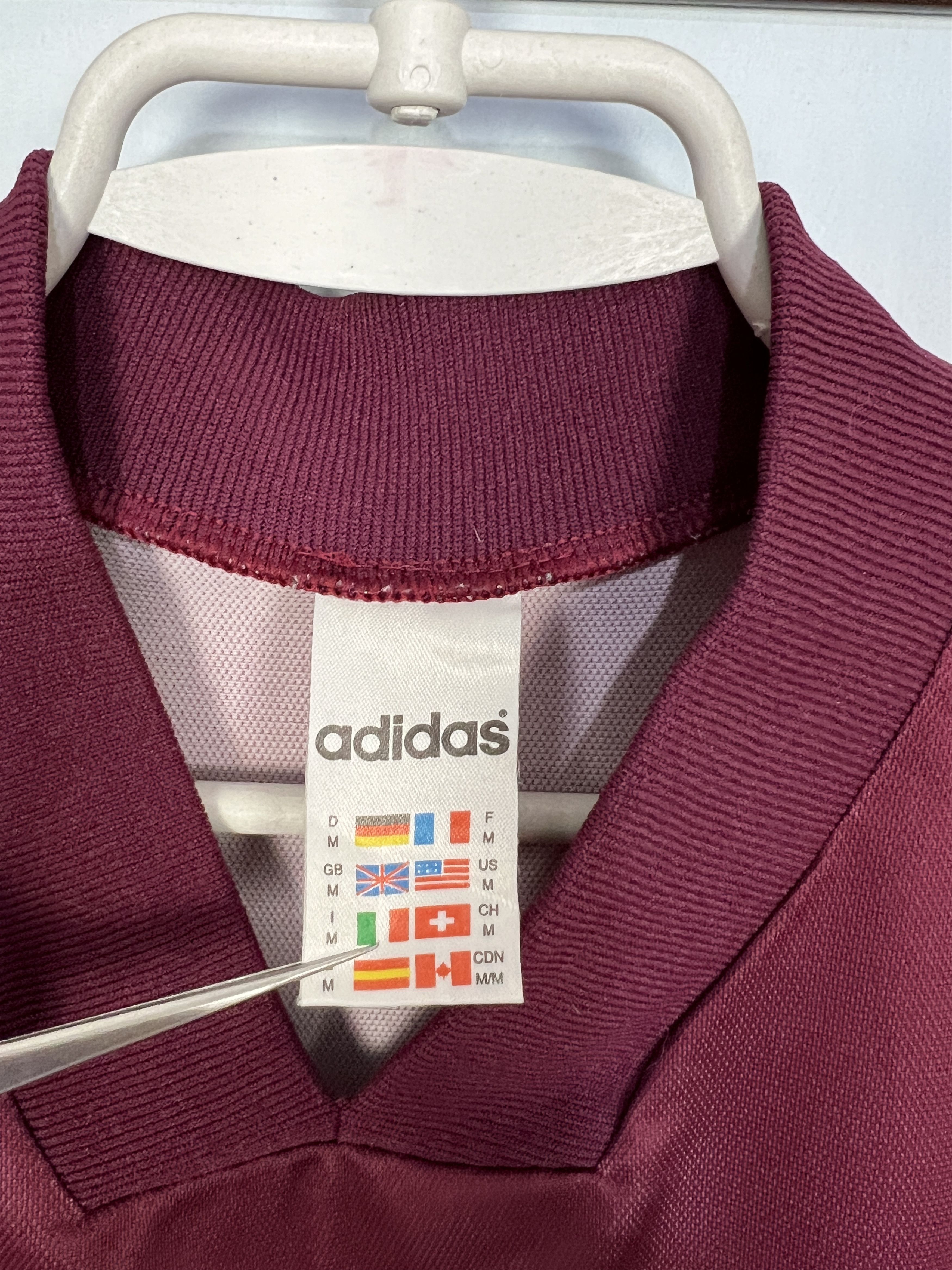 Adidas Vintage 90's Adidas Template Burgundy Football Shirt Soccer Size US M / EU 48-50 / 2 - 7 Thumbnail