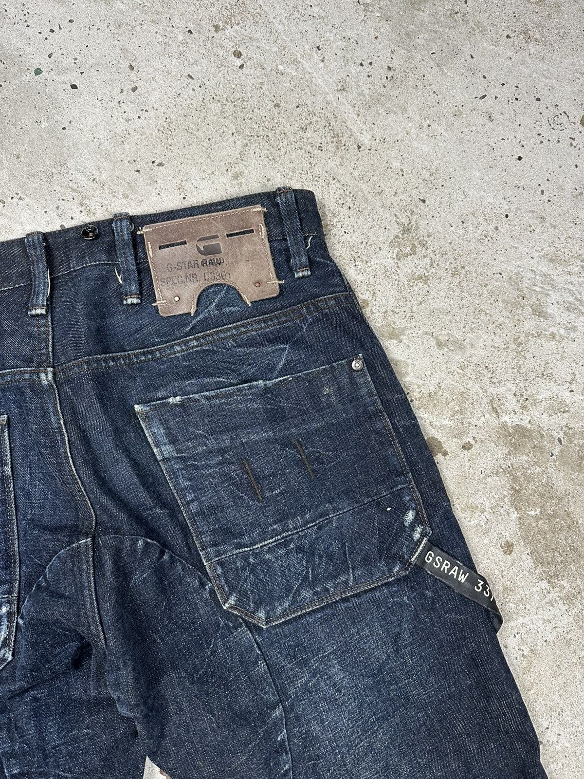 G-Star × Japanese Brand × Vintage Vintage Y2K G Star Raw 3301 Distressed Double Knee Denim Size US 34 / EU 50 - 15 Thumbnail