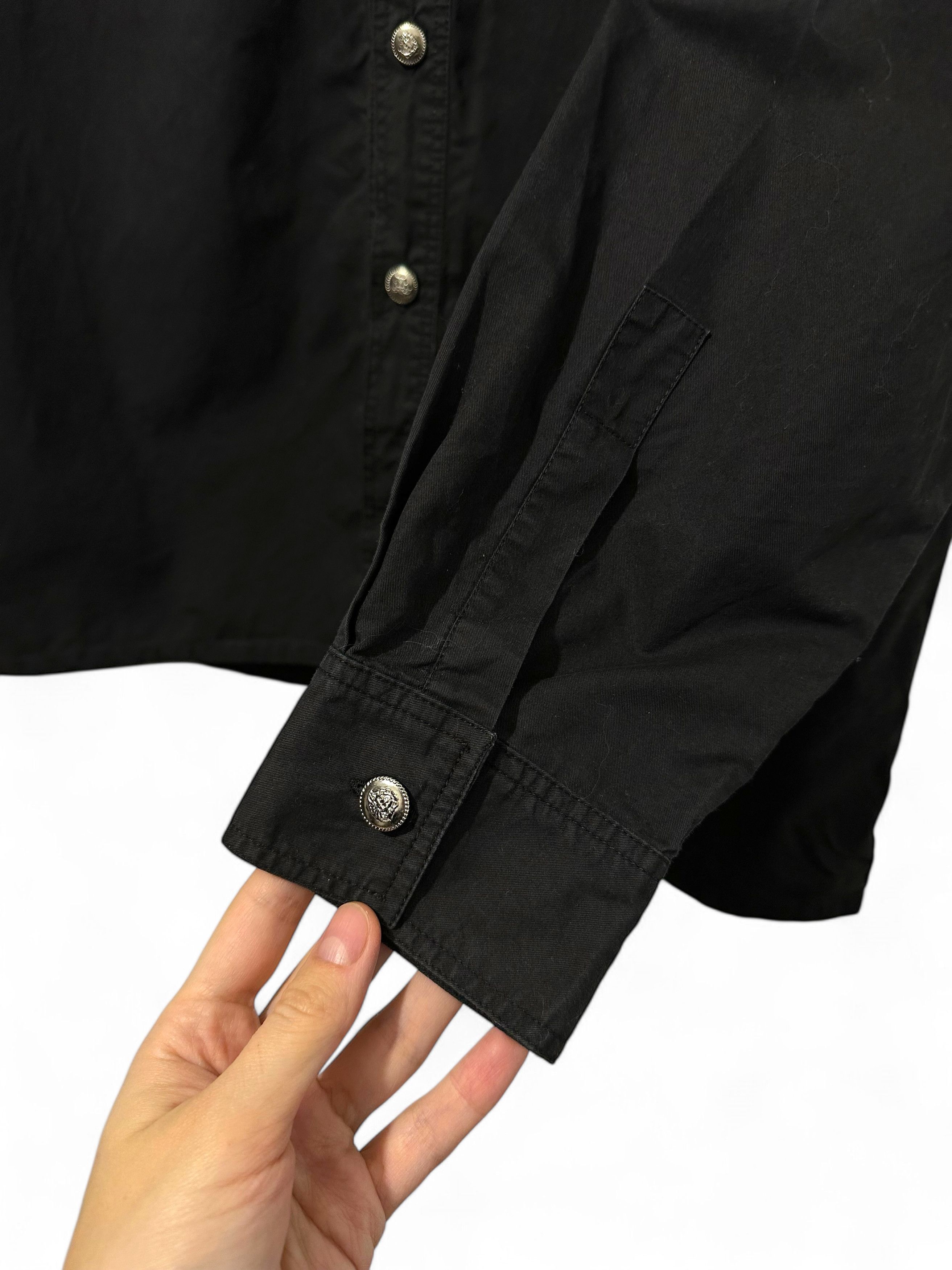 Versace Vintage Versace Black Cotton Overshirt Medusa Metal Buttons Size US XL / EU 56 / 4 - 4 Thumbnail