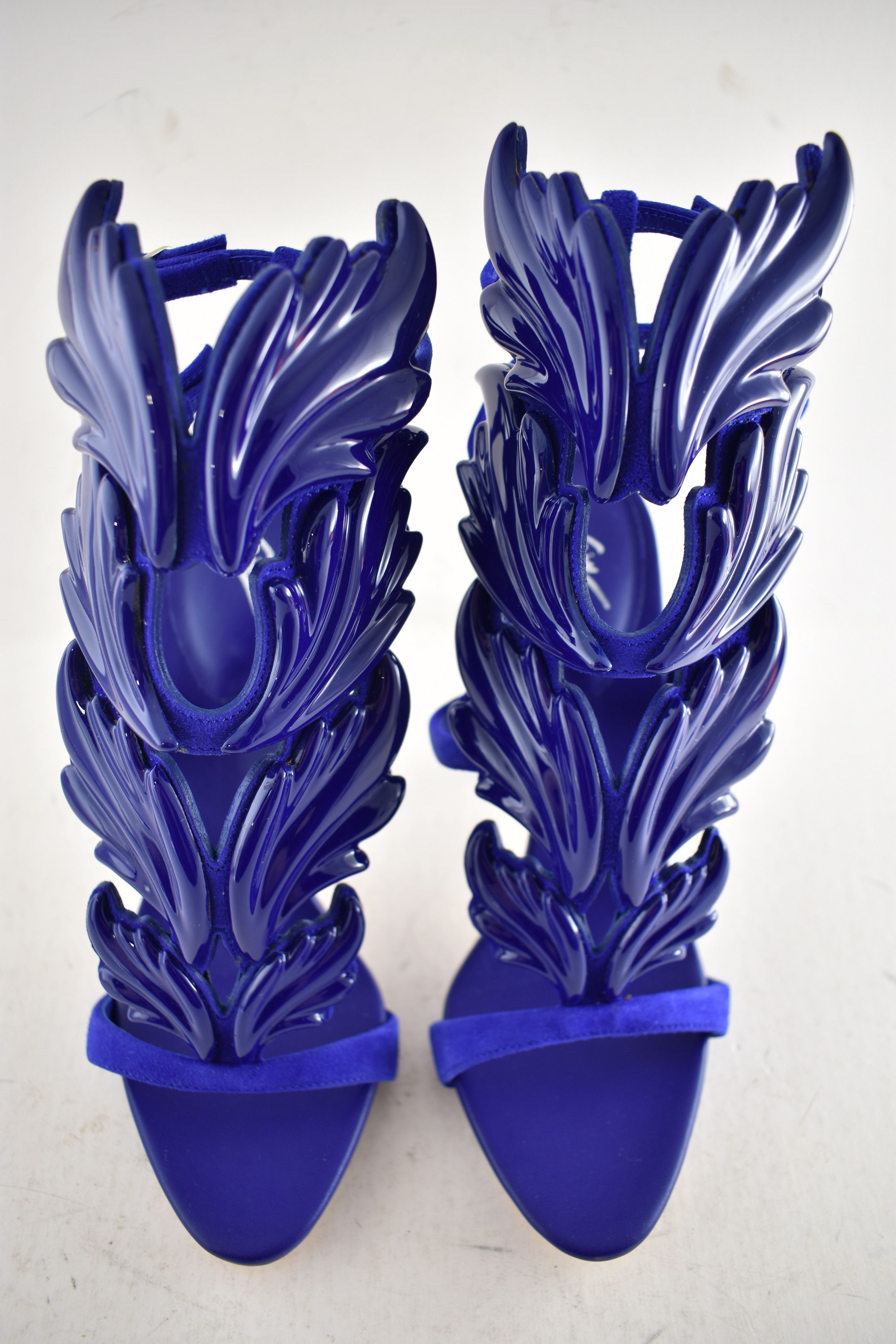 Giuseppe Zanotti Cruel Summer 110 Blue Setter Wing Strap Sandal Heel Pump 35 Size US 5 / IT 35 - 6 Thumbnail