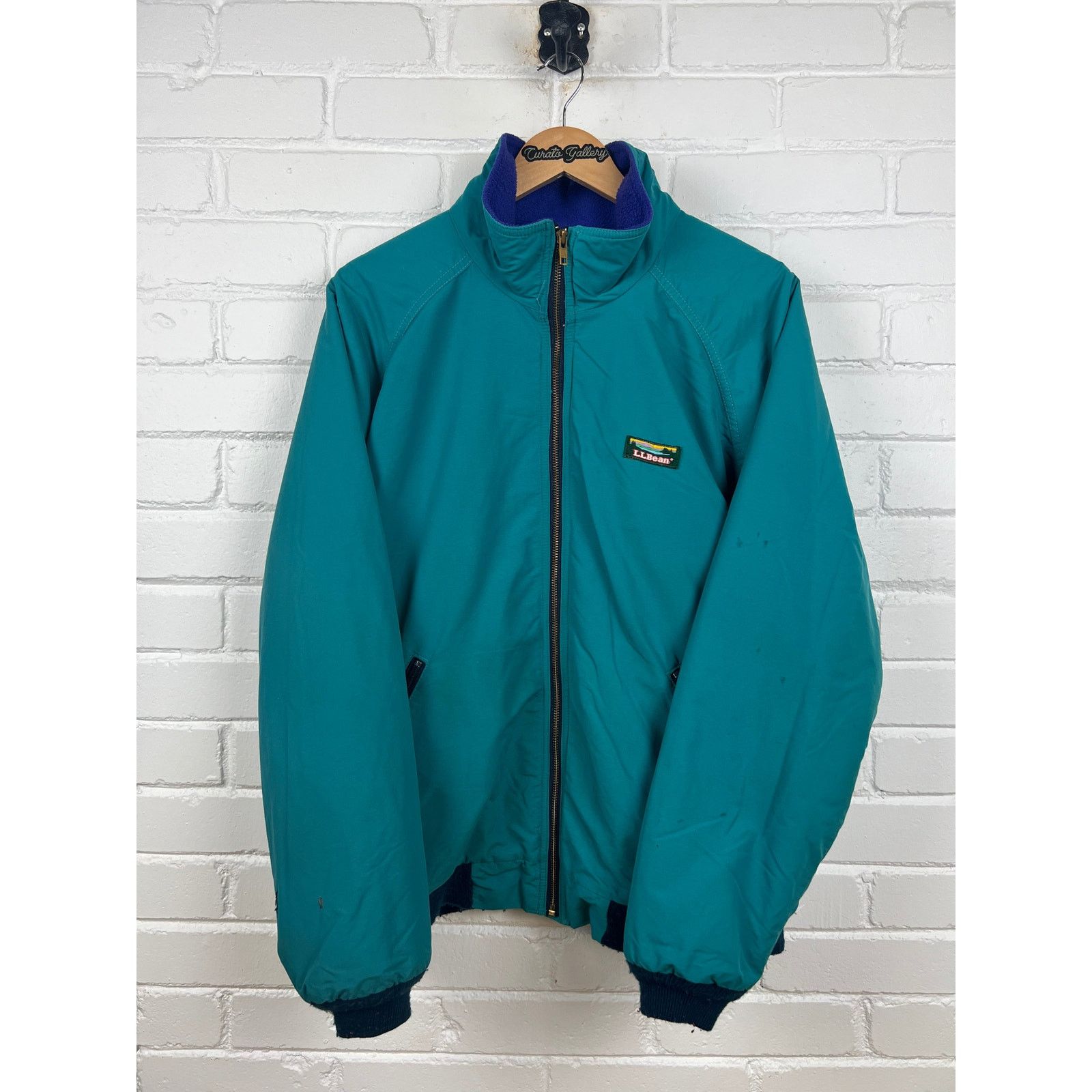 Vintage Vintage 90s LL Bean Fleece Lined Warm Up Nylon Bomber L 