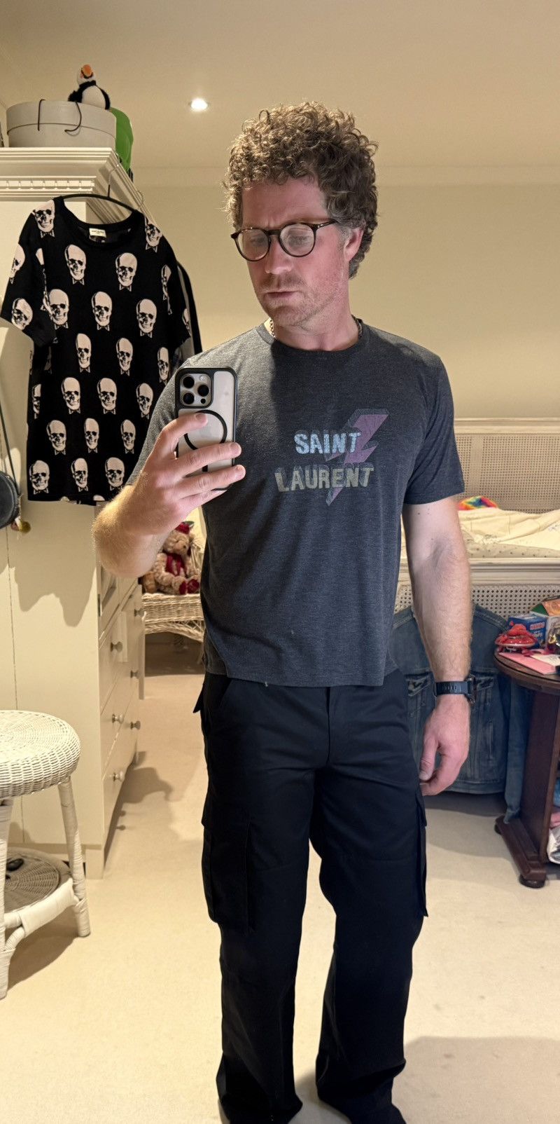 Saint Laurent Paris Saint Laurent lightning bolt logo grey t shirt M Size US M / EU 48-50 / 2 - 11 Thumbnail
