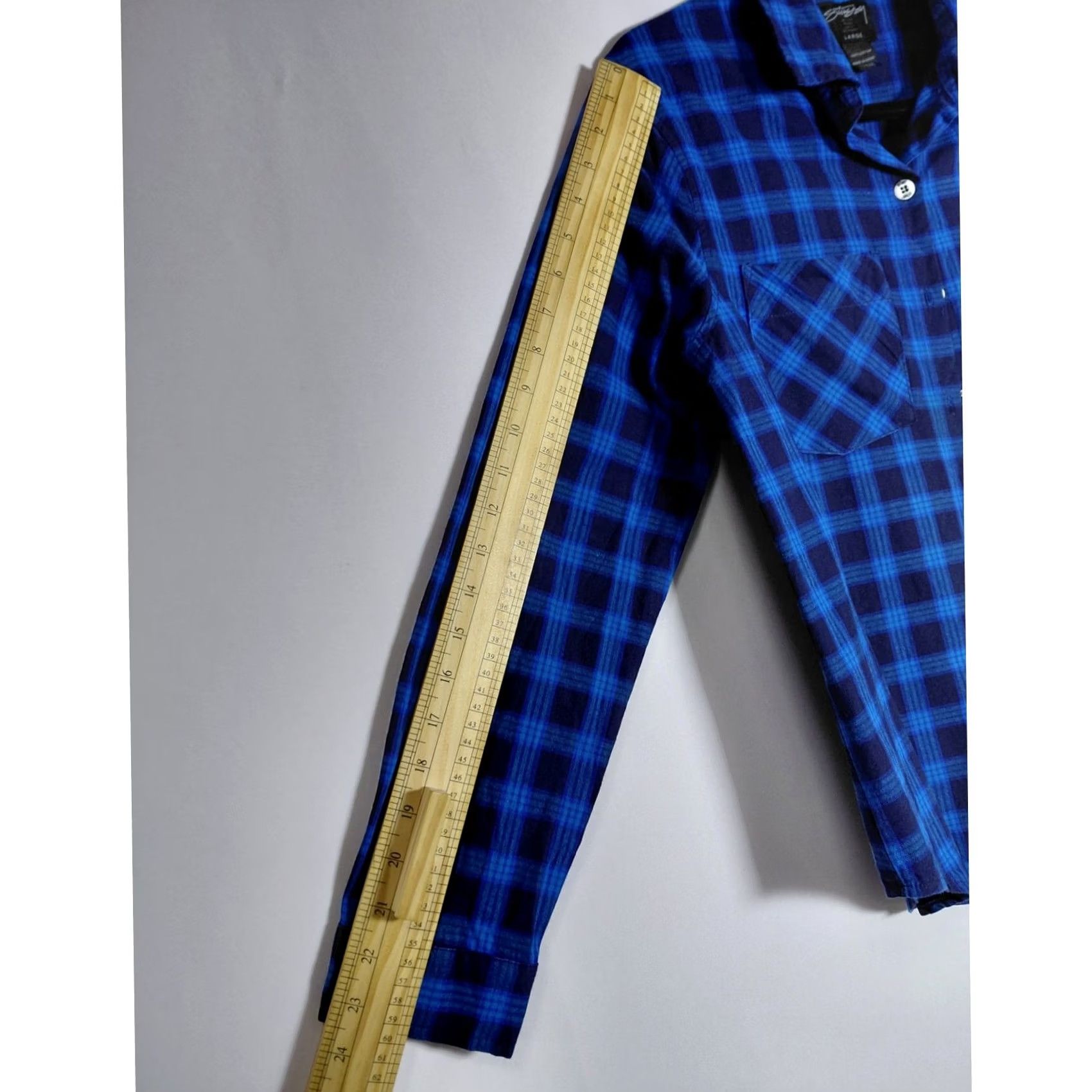Vintage STUSSY Blue Plaid Button-Up Shirt Men Long Sleeve LARGE Size US L / EU 52-54 / 3 - 7 Thumbnail