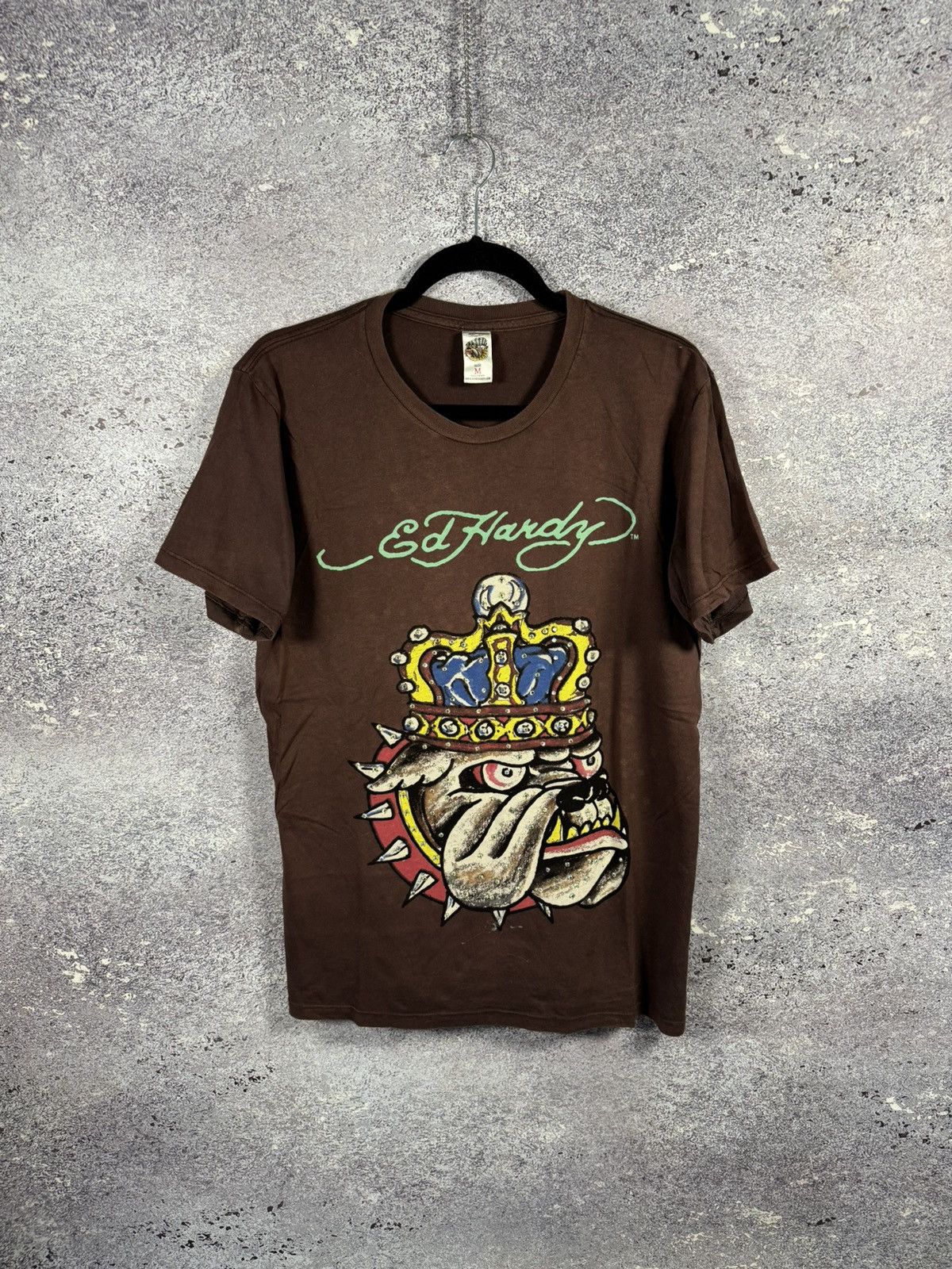 Designer × Ed Hardy Don Ed Hardy Brown Bulldog Graphics Printer Logo T Shirt M Size US M / EU 48-50 / 2 - 1 Thumbnail