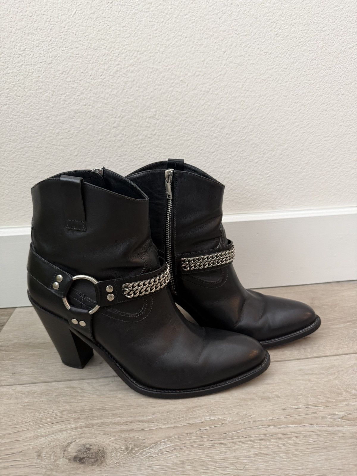 Saint Laurent Paris Curtis 80 Leather Chain Boots 40 Size US 10 / IT 40 - 1 Thumbnail