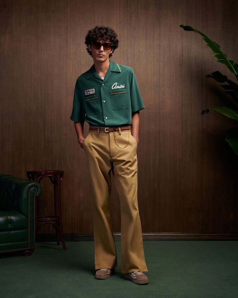 Amiri o1s1wg110326 Billiards Club Camp Collar Shirt in Green Size US L / EU 52-54 / 3 - 2 Thumbnail