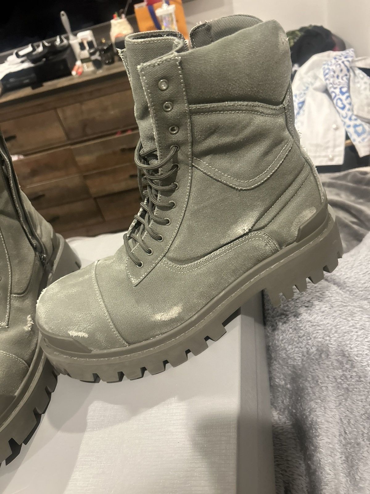 Balenciaga Balenciaga green strike boots canvas Size US 13 / EU 46 - 3 Thumbnail