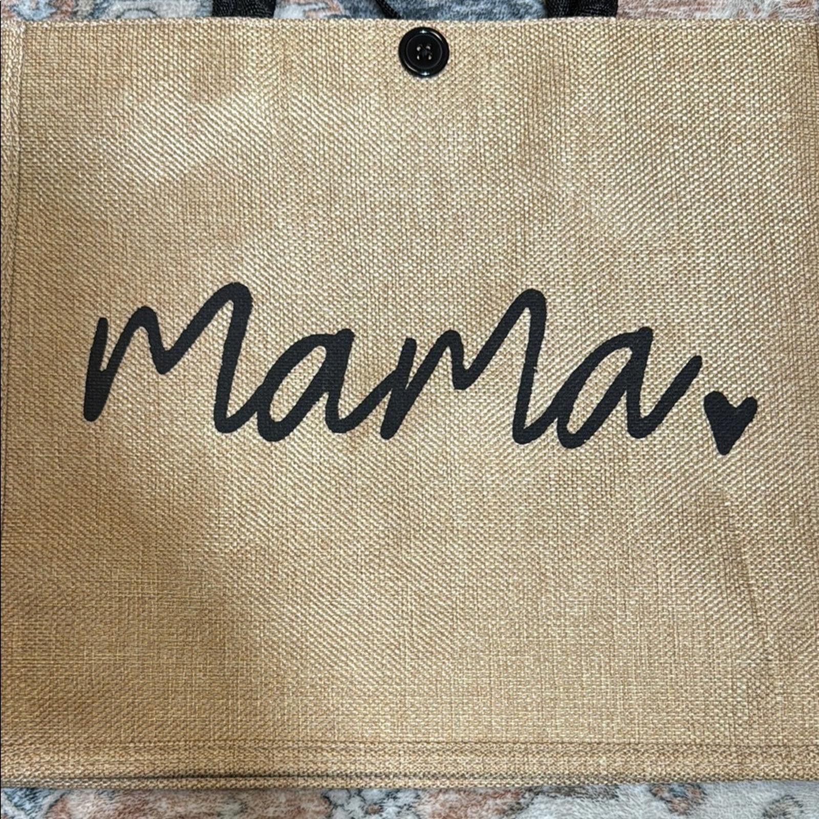 Designer Mama Jute Tote Bag - Tan and Black Size ONE SIZE - 2 Thumbnail