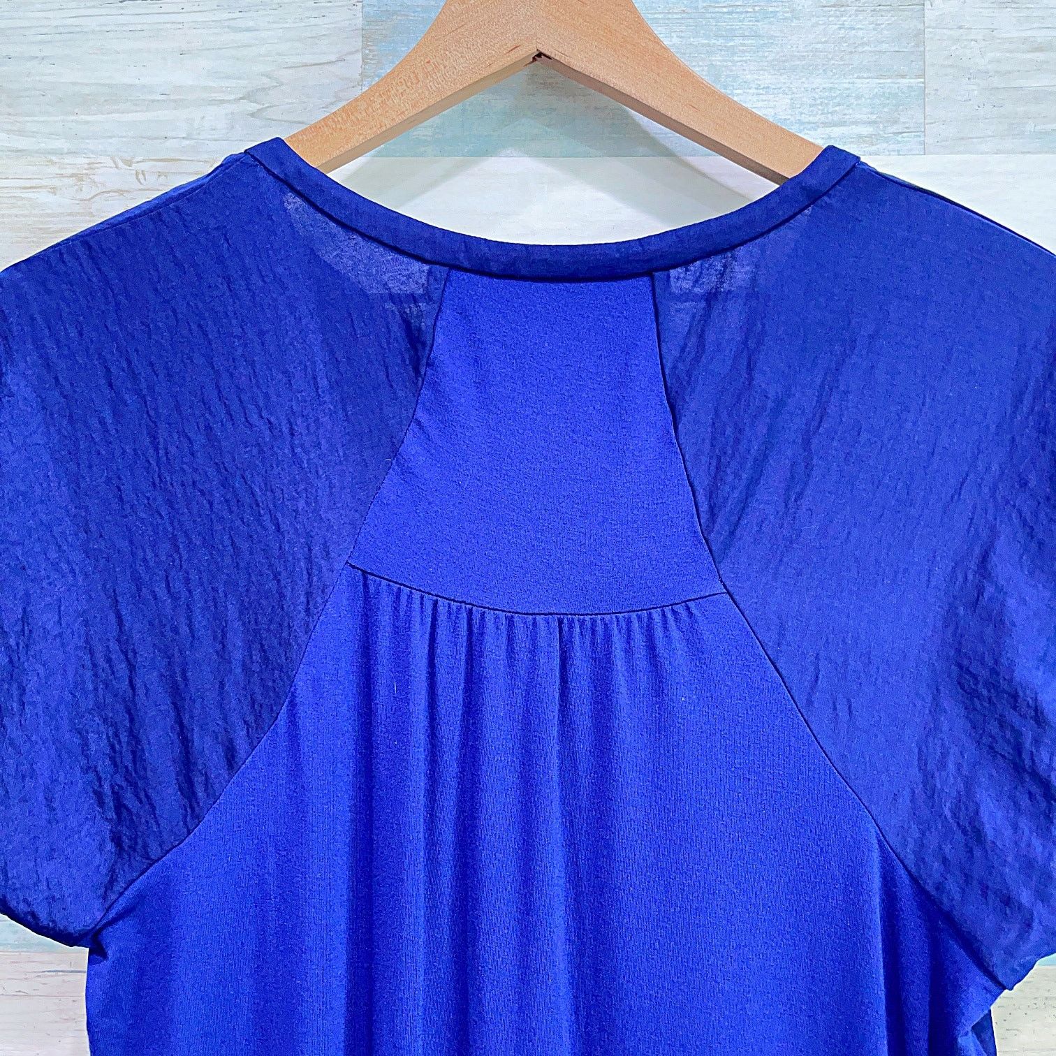 Other Chicos Satin Mixed Media Popover Dress Blue Short Sleeve 0 Size S / US 4 / IT 40 - 4 Thumbnail