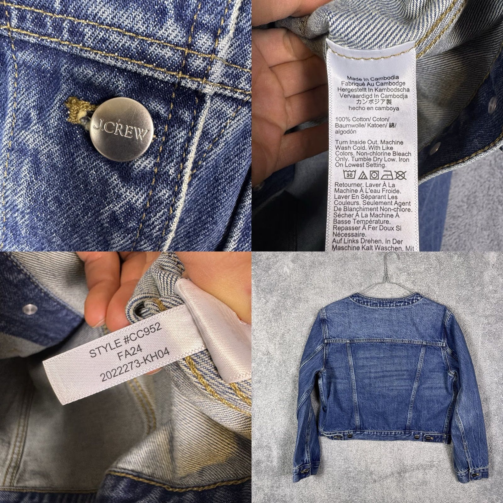 J.Crew J.Crew Denim Jacket Womens M Button Down Cropped Pleated Round Neck Short Sleeve? Size M / US 6-8 / IT 42-44 - 8 Thumbnail