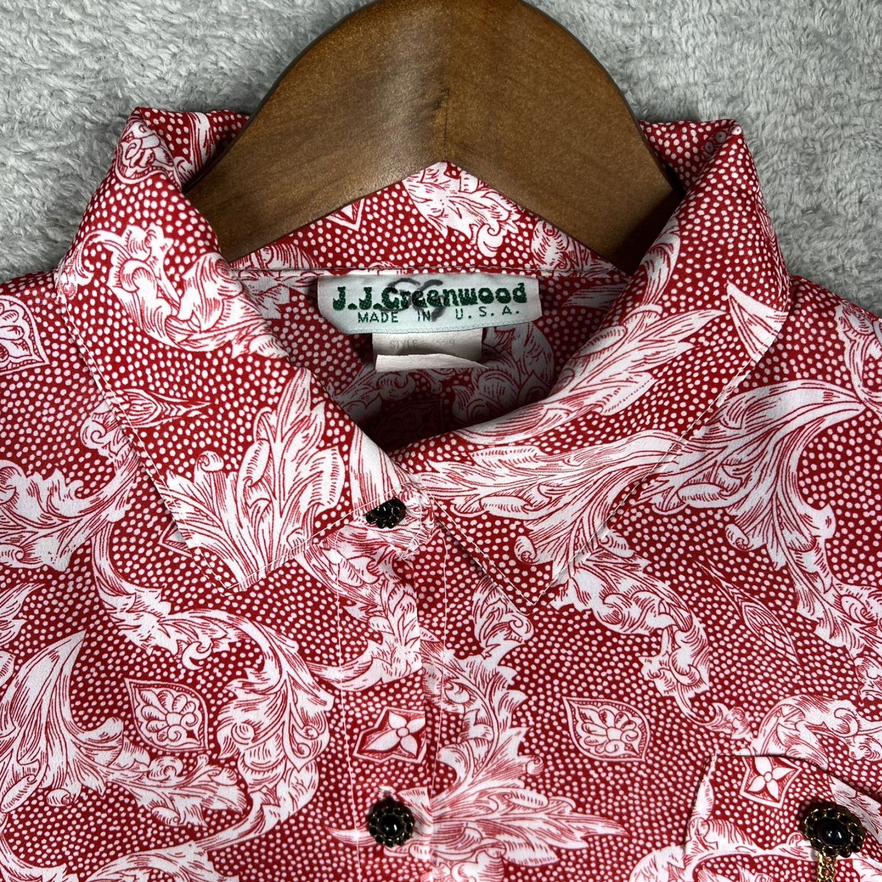 Vintage VINTAGE J.J. Greenwood Women’s Small Button Up Top Blouse Red Floral Dotted USA Shirt S Red 1970s Hippy Womens Size S / US 4 / IT 40 - 5 Thumbnail
