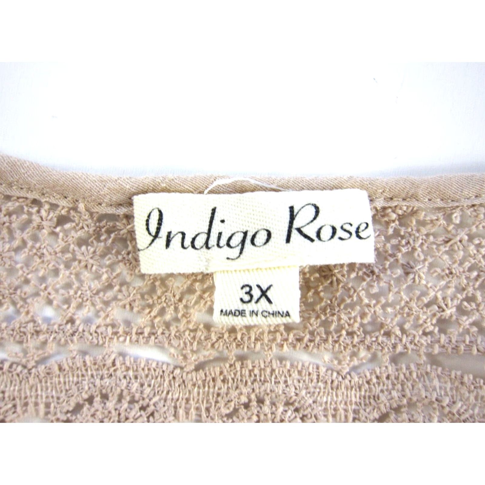 Vintage NWT Indigo Rose Beige Brown Embroidered Button Down Short Sleeve Tunic Blouse 3X Size XXL / US 16-18 / IT 52-54 - 3 Thumbnail