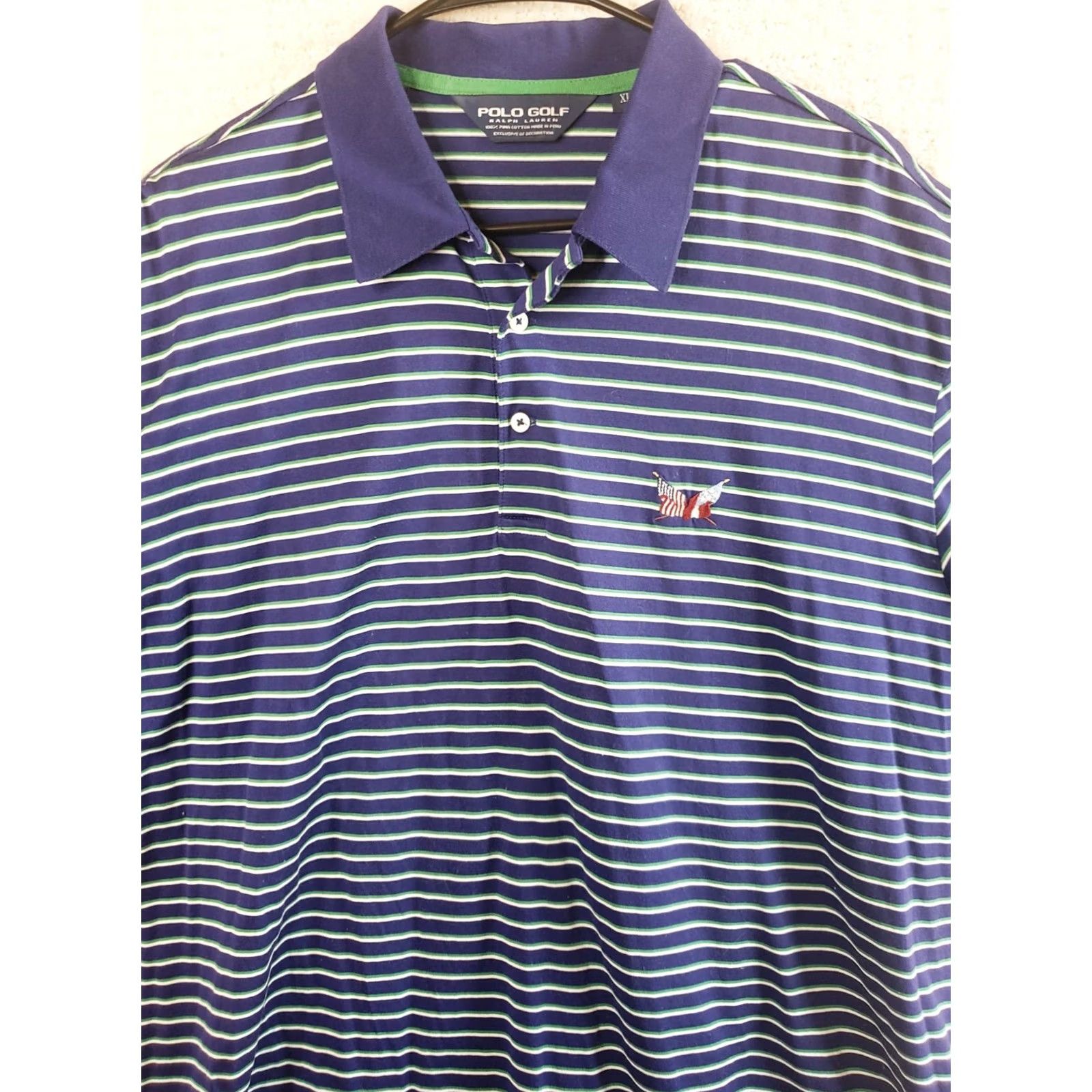 Ralph Lauren VINTAGE Polo Golf Ralph Lauren Polo Shirt Mens XL Blue Green Stripe Short Sleeve Stretch Size US XL / EU 56 / 4 - 3 Thumbnail