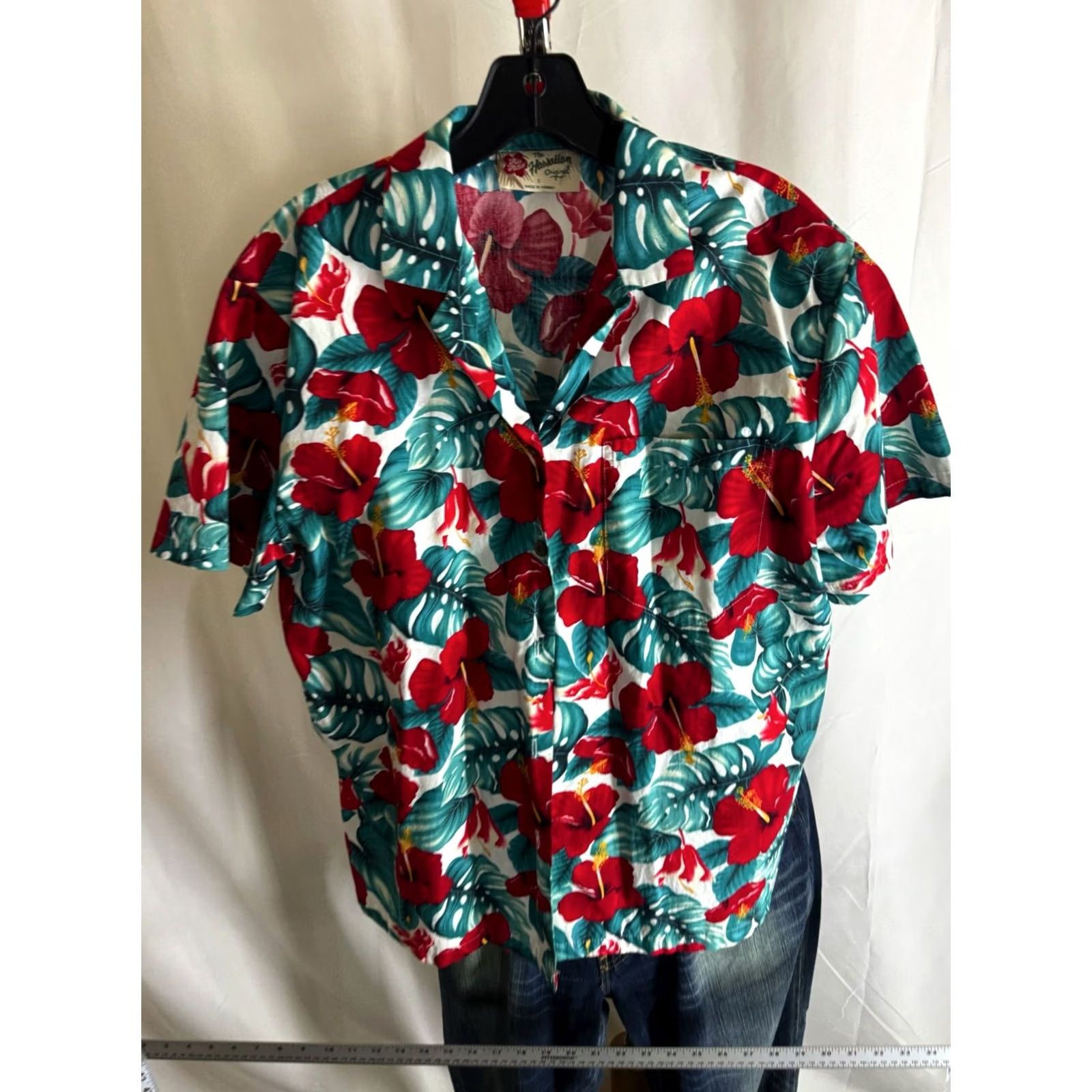Hilo Hattie WOMENS hilo Hattie Made Hawaii Red Green Floral SHORT SLEEVE BUTTON UP SHIRT S Size S / US 4 / IT 40 - 4 Thumbnail