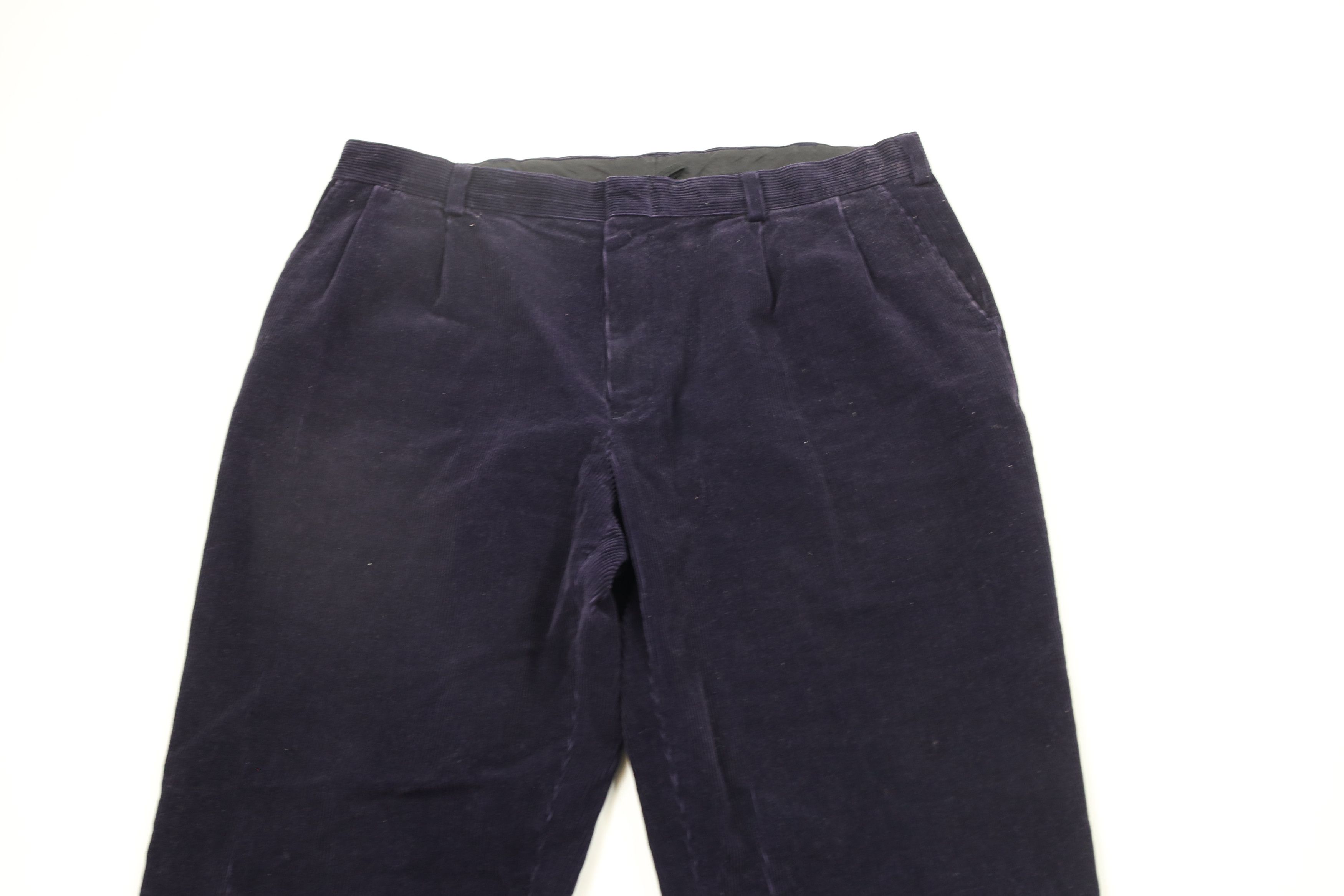 Lands' End × Vintage Vintage 90s Lands End Pleated Wide Leg Corduroy Chino Pants Size US 38 / EU 54 - 2 Thumbnail