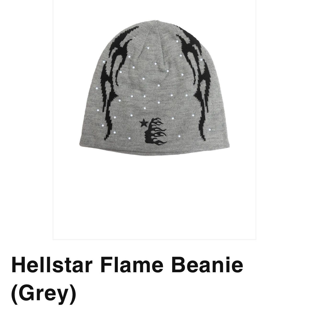 image of Hellstar Flame Beanie in Grey, Men's