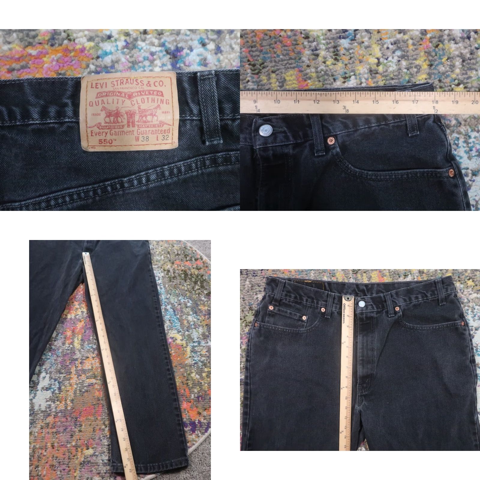 Levi's VINTAGE Levi's Jeans 550 36x32 Black Relaxed Tapered Denim 5-Pocket Zip Canada Mens Size US 36 / EU 52 - 8 Thumbnail