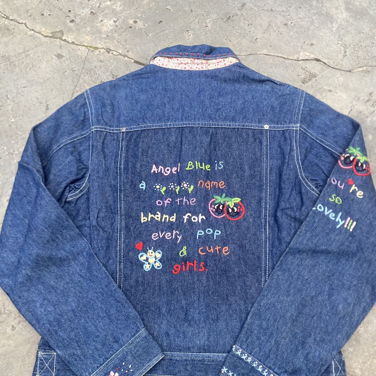 90s Angel Blue Embroidered Denim Jacket
