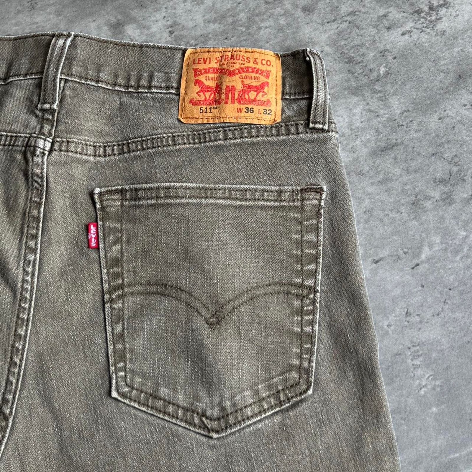 Levi's × Travis Scott Vintage Y2K Levi’s 511 Faded Green Mocha Grunge Opium Jeans Size US 33 - 3 Thumbnail