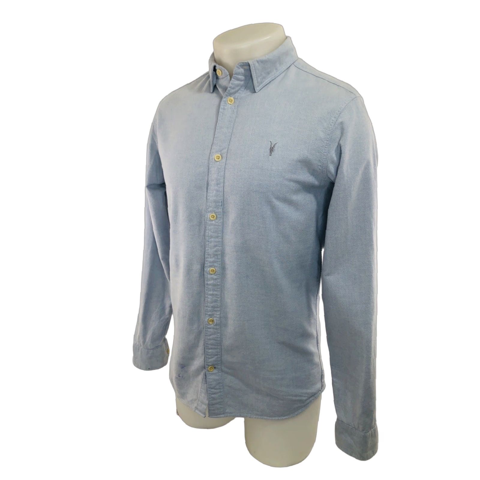 Allsaints ALLSAINTS Embroidered Logo Mens XS Shirt - FLAW Blue, Button-Up, Long Sleeve, Regular, Embroidered Logo, 90s? Size US XS / EU 42 / 0 - 1 Thumbnail