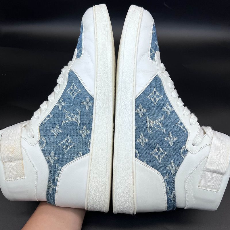 Louis Vuitton Rivoli High Top Sneakers in White Blue -