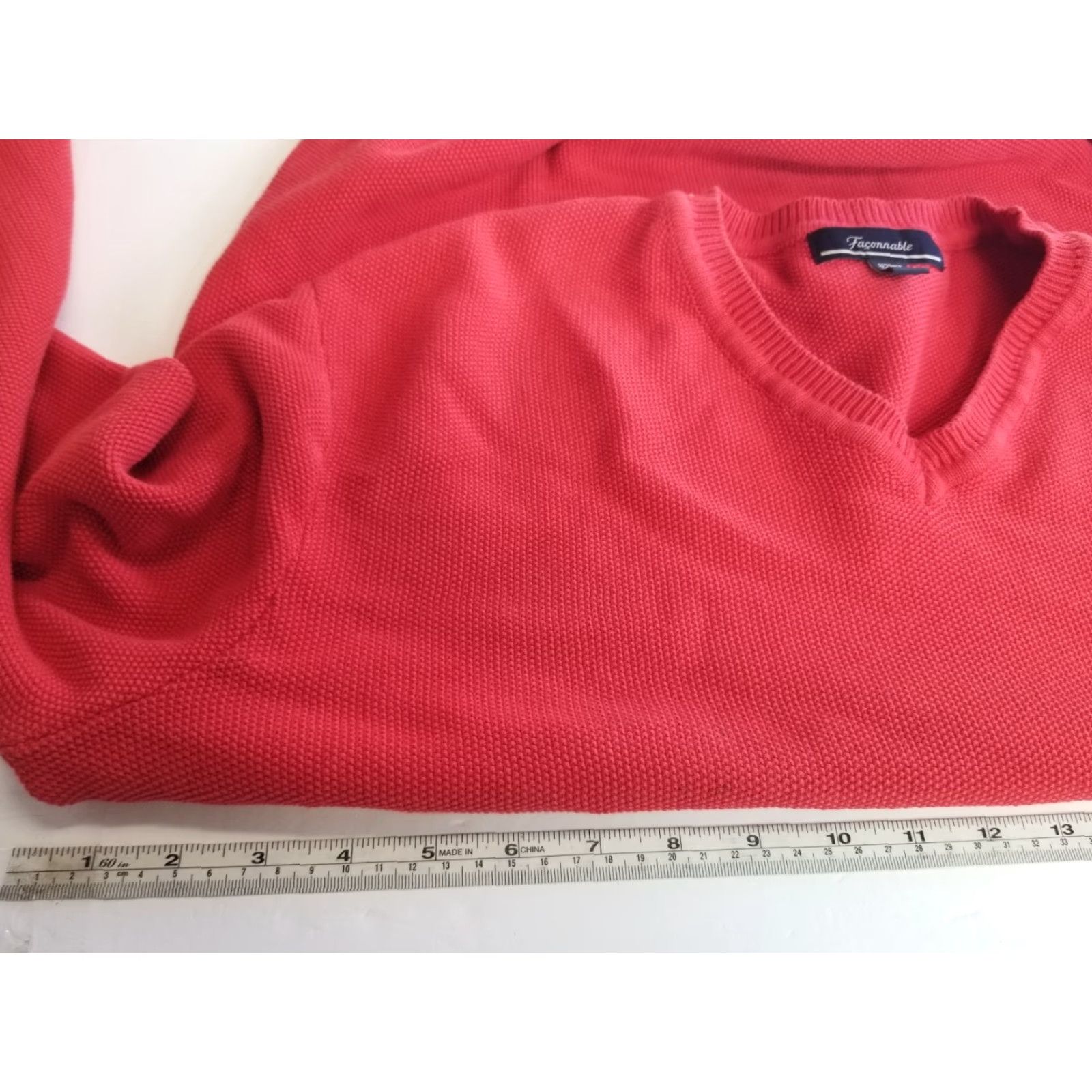 Faconnable Façonnable Mens Large Red Long Sleeve Crewneck Sweater Long Sleeve Size US L / EU 52-54 / 3 - 3 Thumbnail