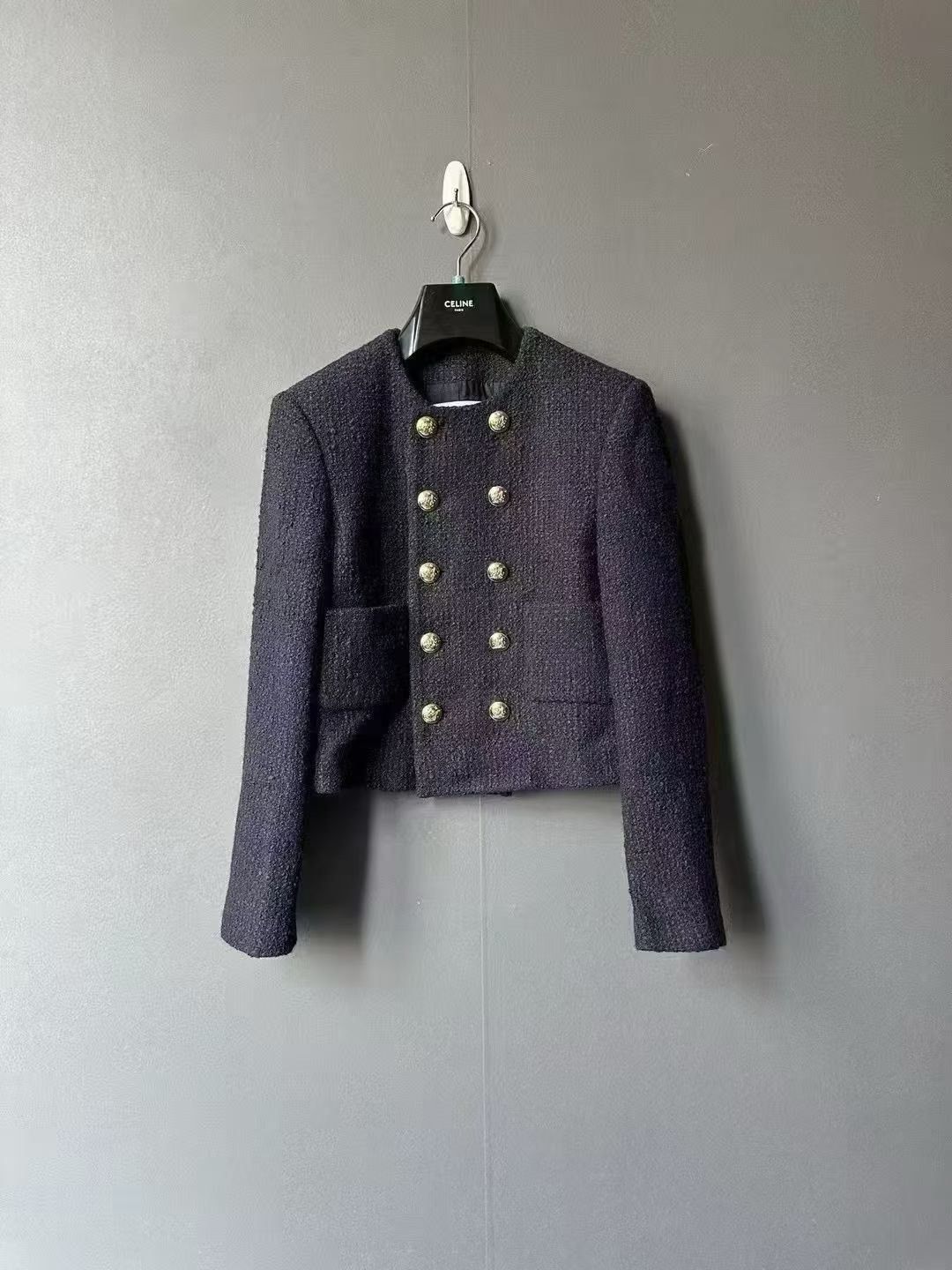 Celine Celine Double-Breasted Tweed Coat Size XXS / US 00 / IT 34 - 1 Thumbnail