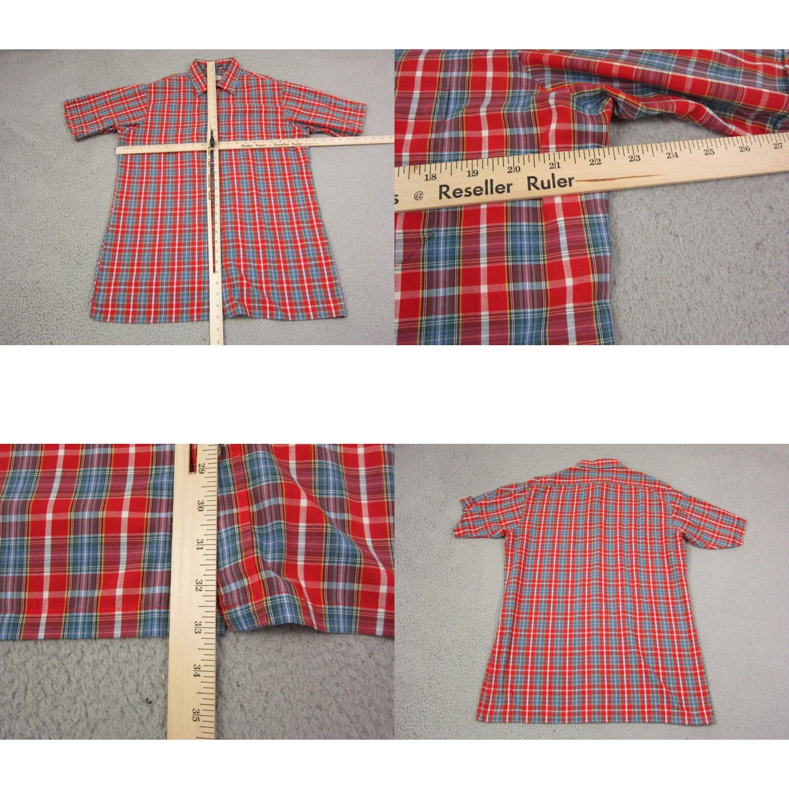 Enro VINTAGE ENRO Shirt Mens LT Red Plaid Button-Up Short Sleeve Casual Workwear 80s 90s Outdoor Camp Classic Made in USA Size US L / EU 52-54 / 3 - 8 Thumbnail
