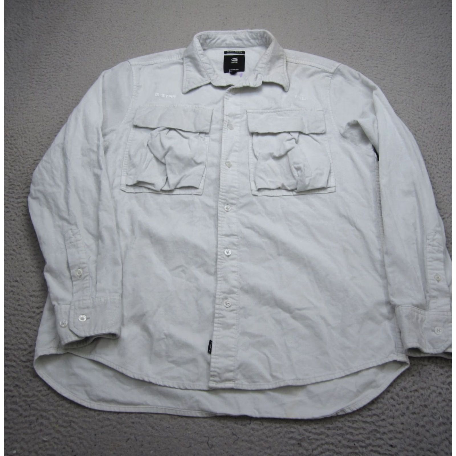 G-Star G Star Shirt Mens XL Gray Corduroy Submarine Pockets Utility Y2K Streetwear Shirt Button-Front Collared Long Sleeve Size US XL / EU 56 / 4 - 2 Thumbnail