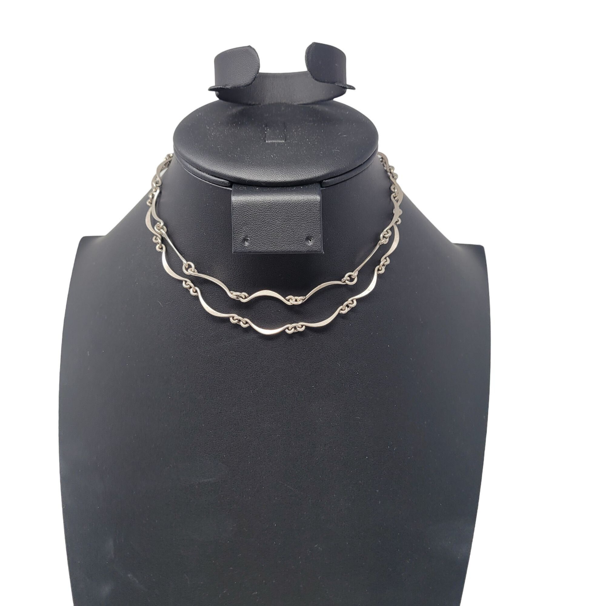 Sterling Silver Vtg Artisan Sterling Silver Delicate Wave Link Matinee Neckl Size ONE SIZE - 2 Thumbnail