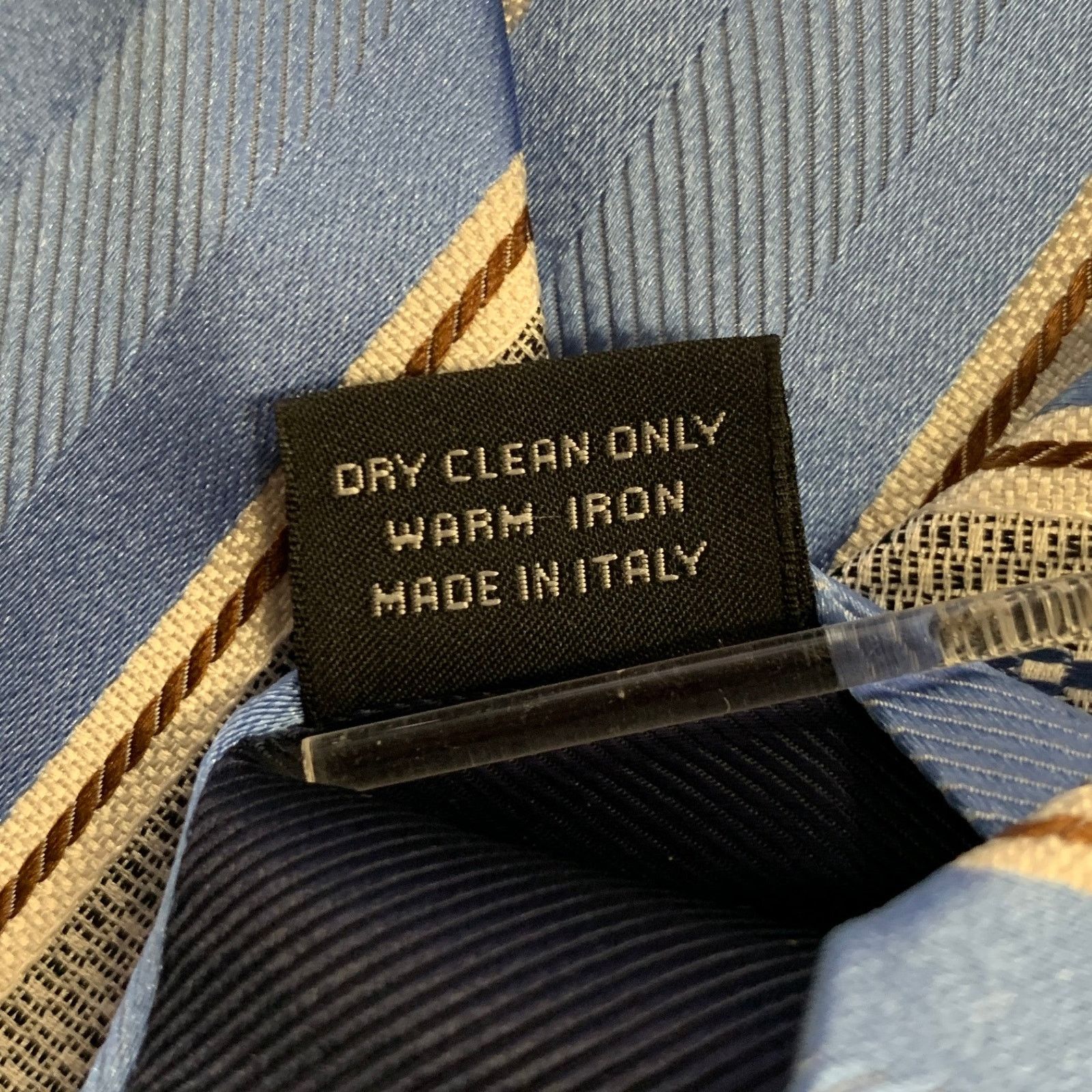 Ermenegildo Zegna ERMENEGILDO ZEGNA Blue Cream Diagonal Stripe Silk Tie Size ONE SIZE - 4 Thumbnail