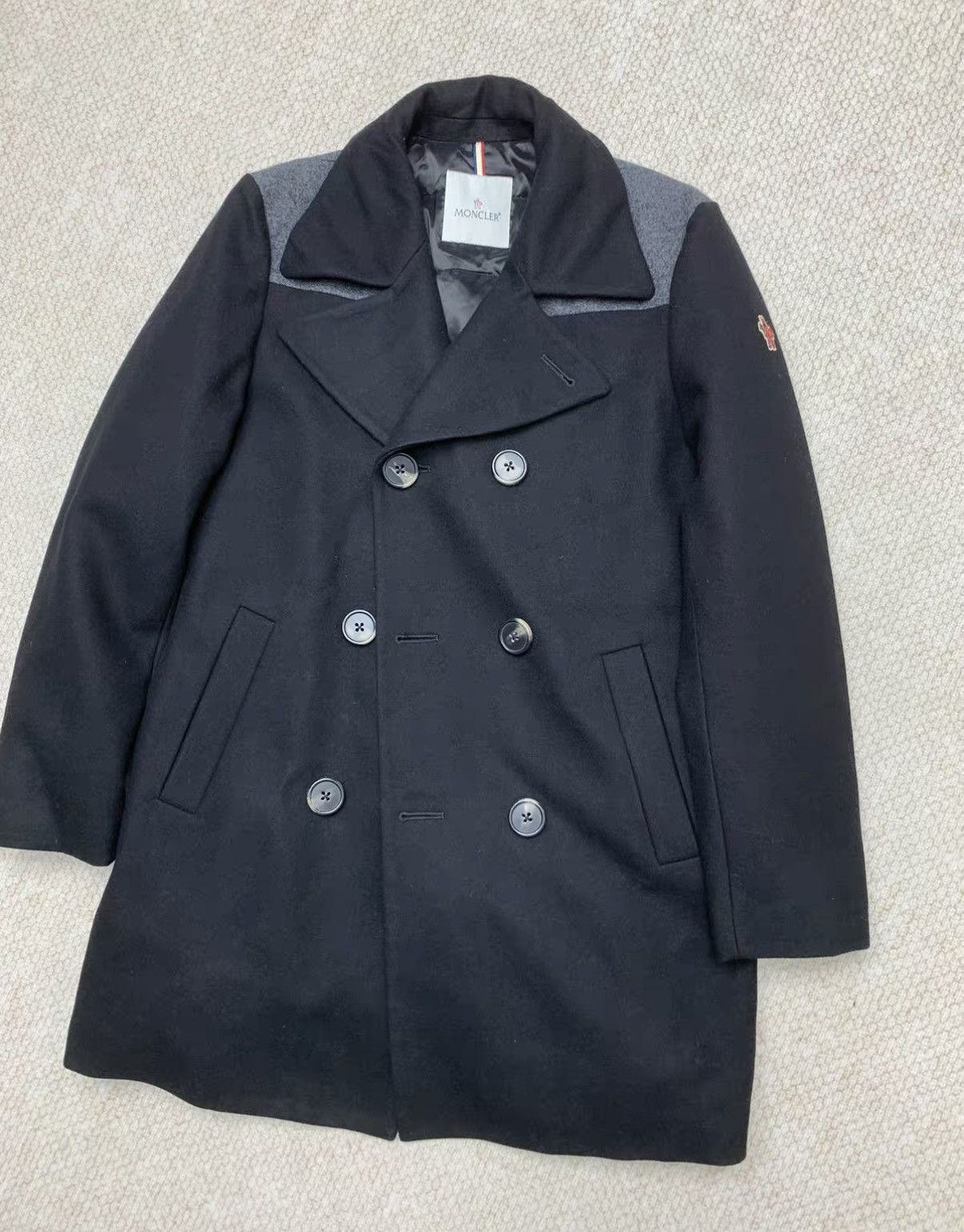 Moncler MONCLER Black Double-Breasted Wool Contrast Design Coat Size US M / EU 48-50 / 2 - 4 Thumbnail