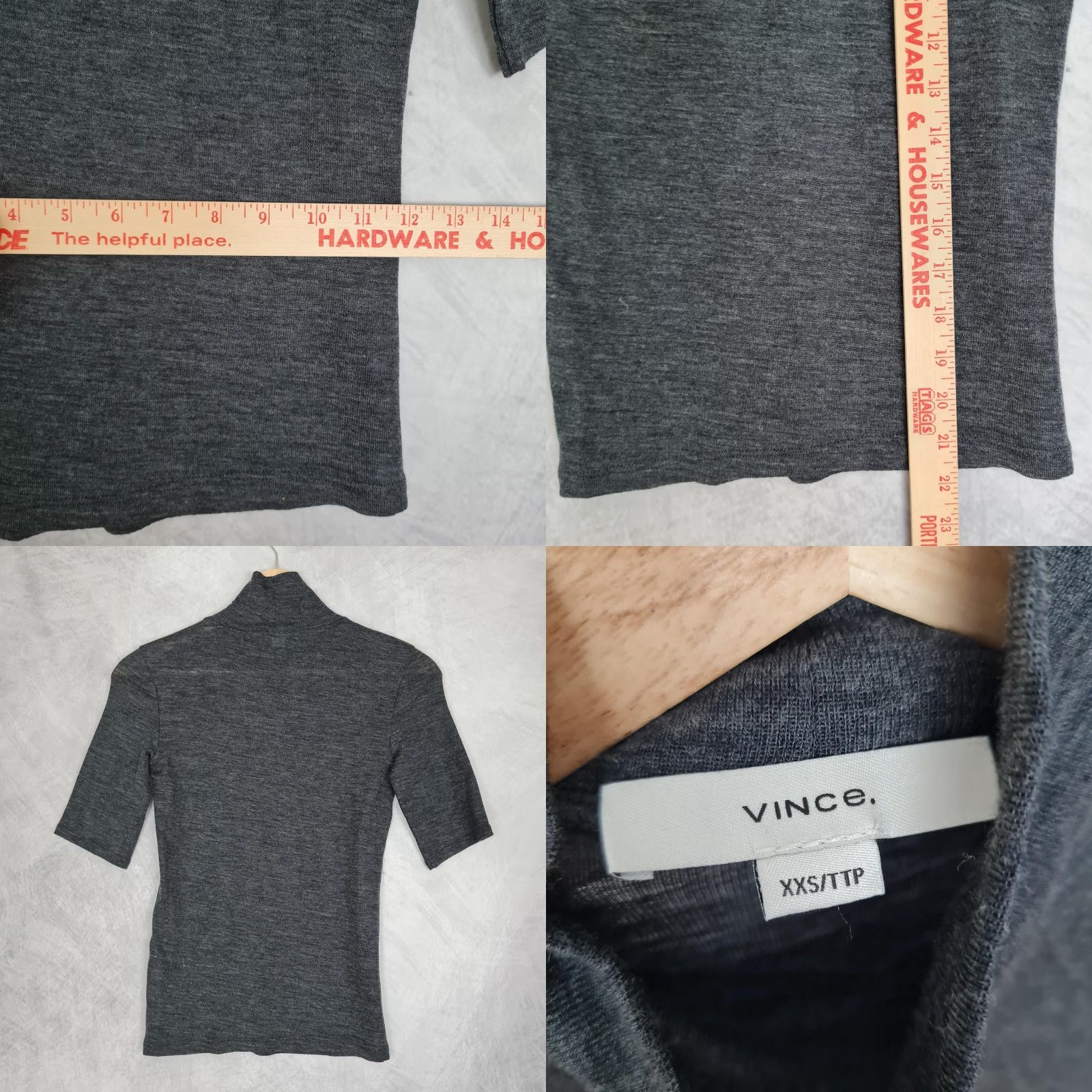 Vince Vince Sweater Womens XXS Gray Wool Turtleneck Short Sleeve Lightweight Pullover Size XXS / US 00 / IT 34 - 9 Thumbnail