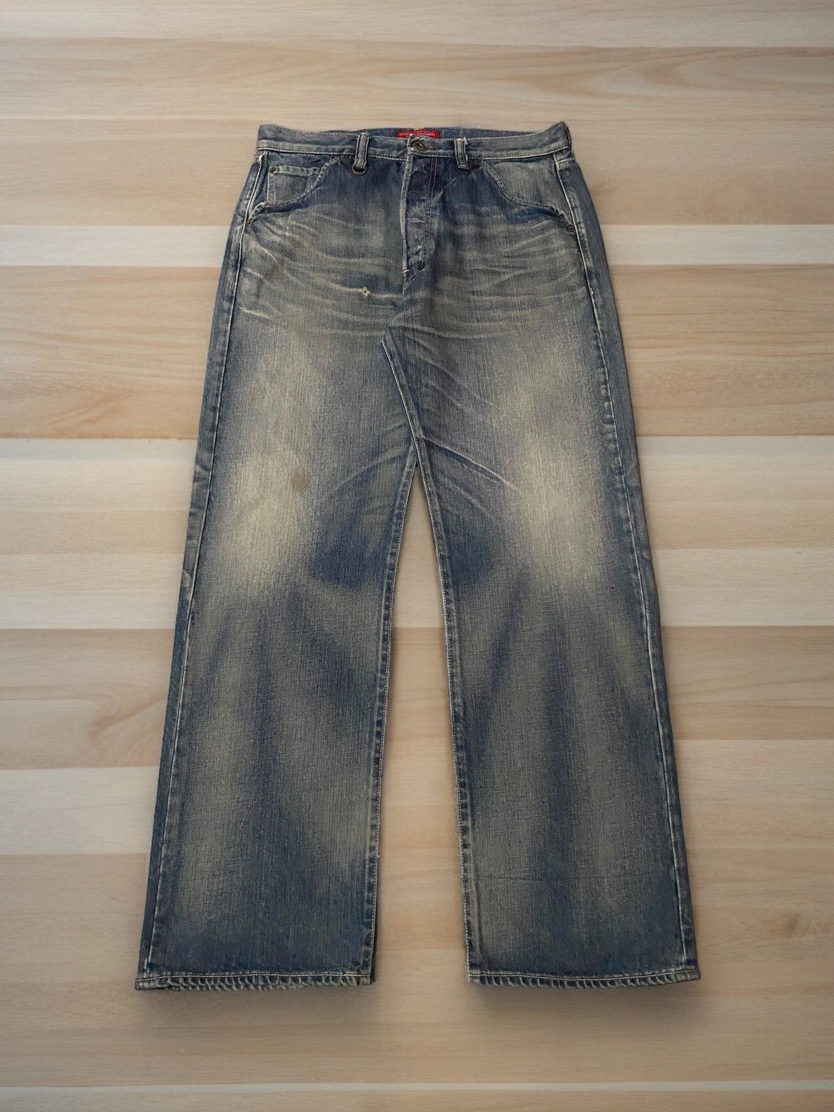 Japanese Brand Vintage Japan Nitraid Sand Blasted Wash Flare Jeans Denim Size US 35 - 1 Thumbnail
