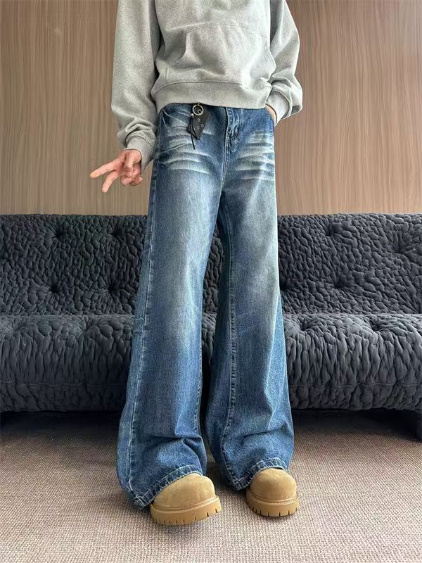 Japanese Brand × Jean Japanese retro blue washed wide-leg flared jeans Size US 32 / EU 48 - 3 Thumbnail