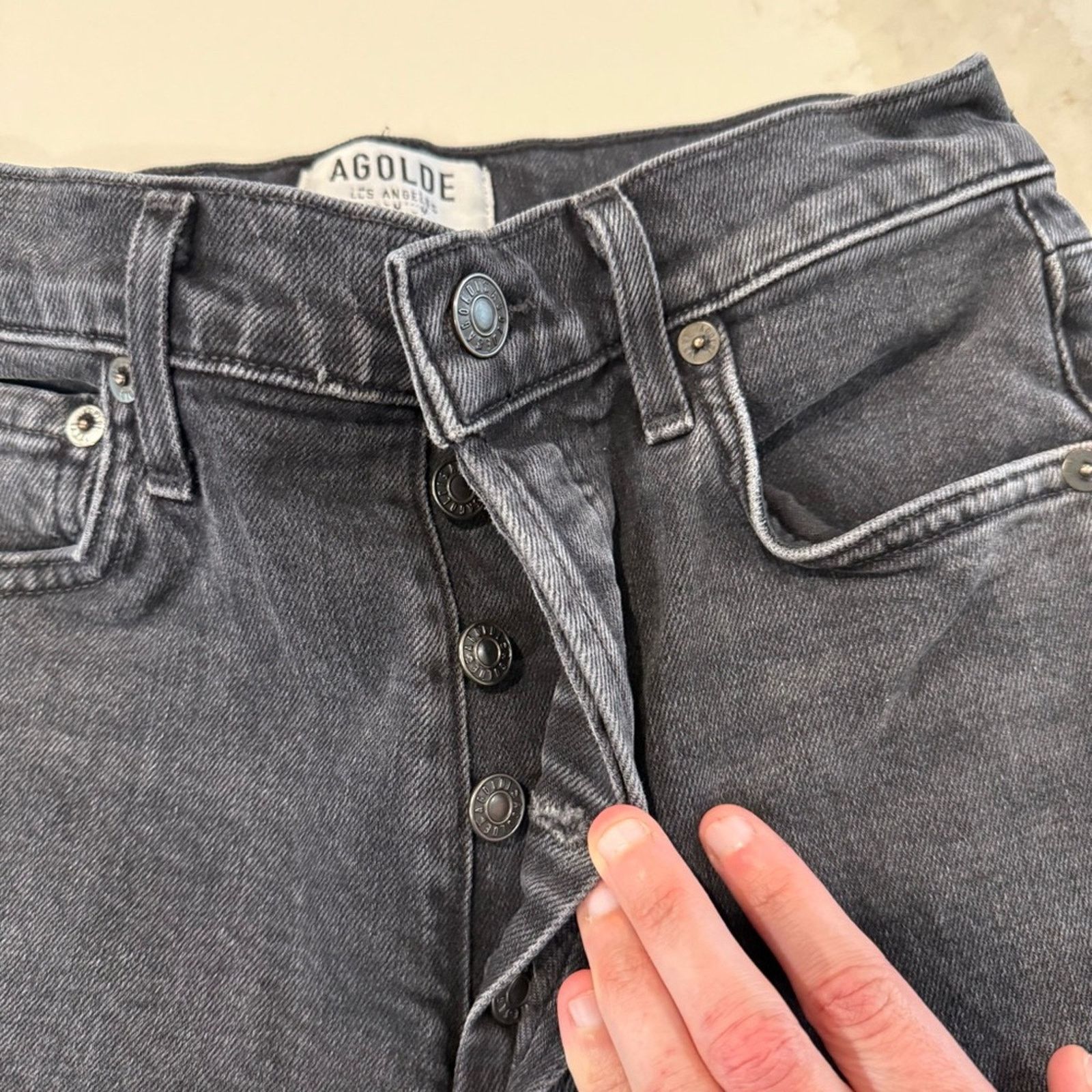 Agolde AGOLDE Nico High Rise Slim Denim Jeans Button Fly Womens 25 Size 25" / US 0 / IT 36 - 9 Thumbnail
