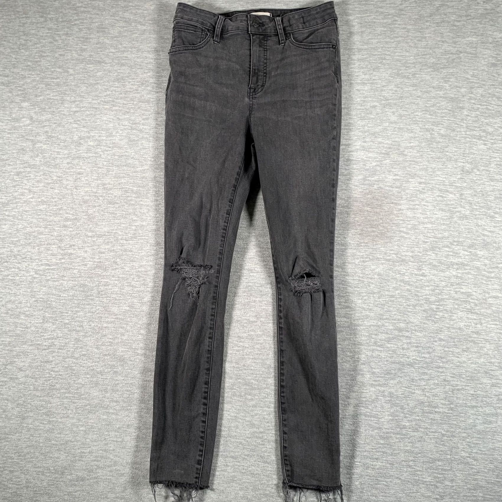 Madewell VINTAGE Madewell Jeans Womens 26 Gray Curvy High Rise Skinny Distressed Raw Hem Denim Size 26" / US 2 / IT 38 - 2 Thumbnail