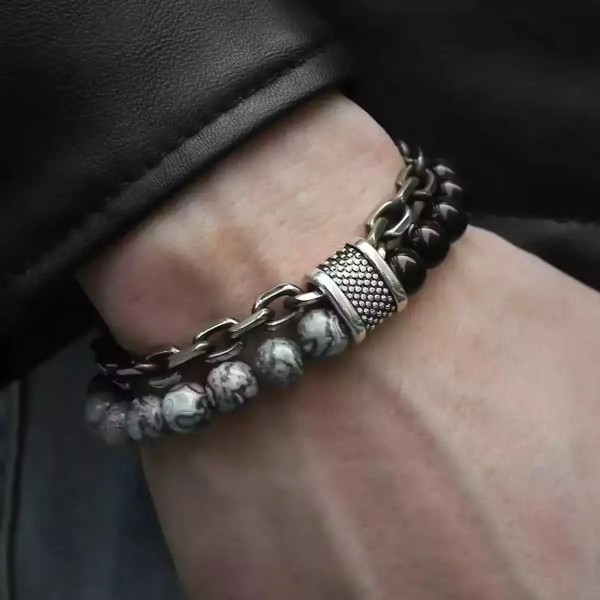 Other Black Mate Beads + Dray Grey Beads + Chain Size ONE SIZE - 1 Thumbnail