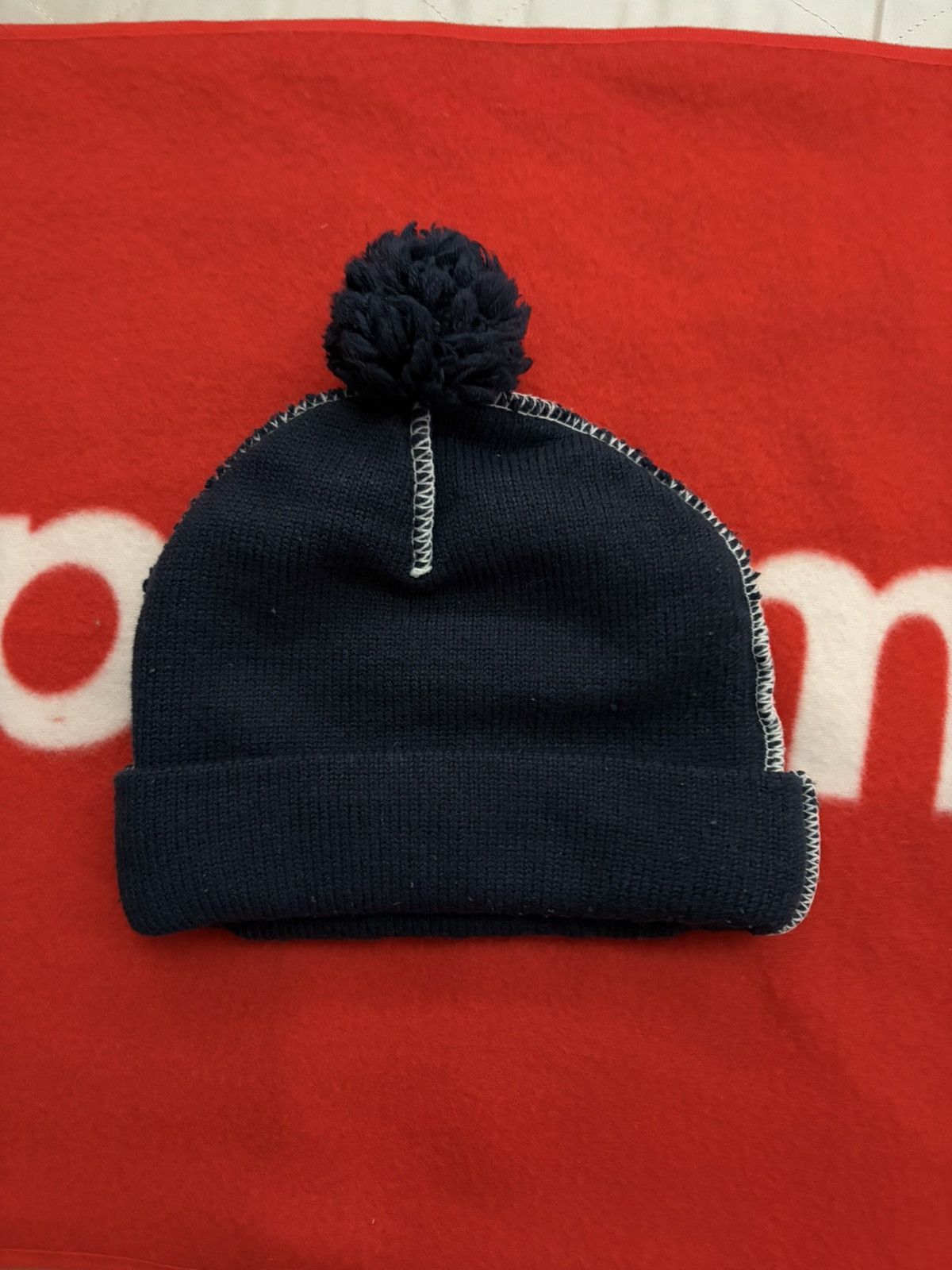 Supreme Supreme Contrast Stitch Beanie - Navy Size ONE SIZE - 2 Thumbnail