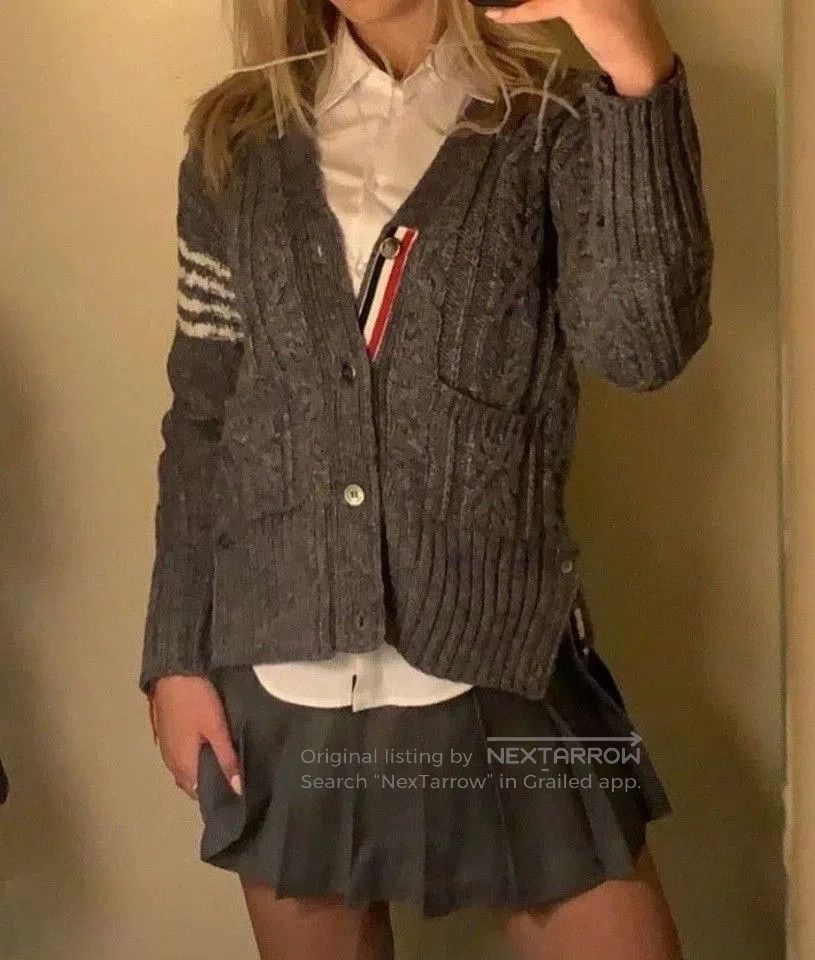 Thom Browne Thom Browne Gray Wool Knit Cardigan. Size US M / EU 48-50 / 2 - 5 Thumbnail