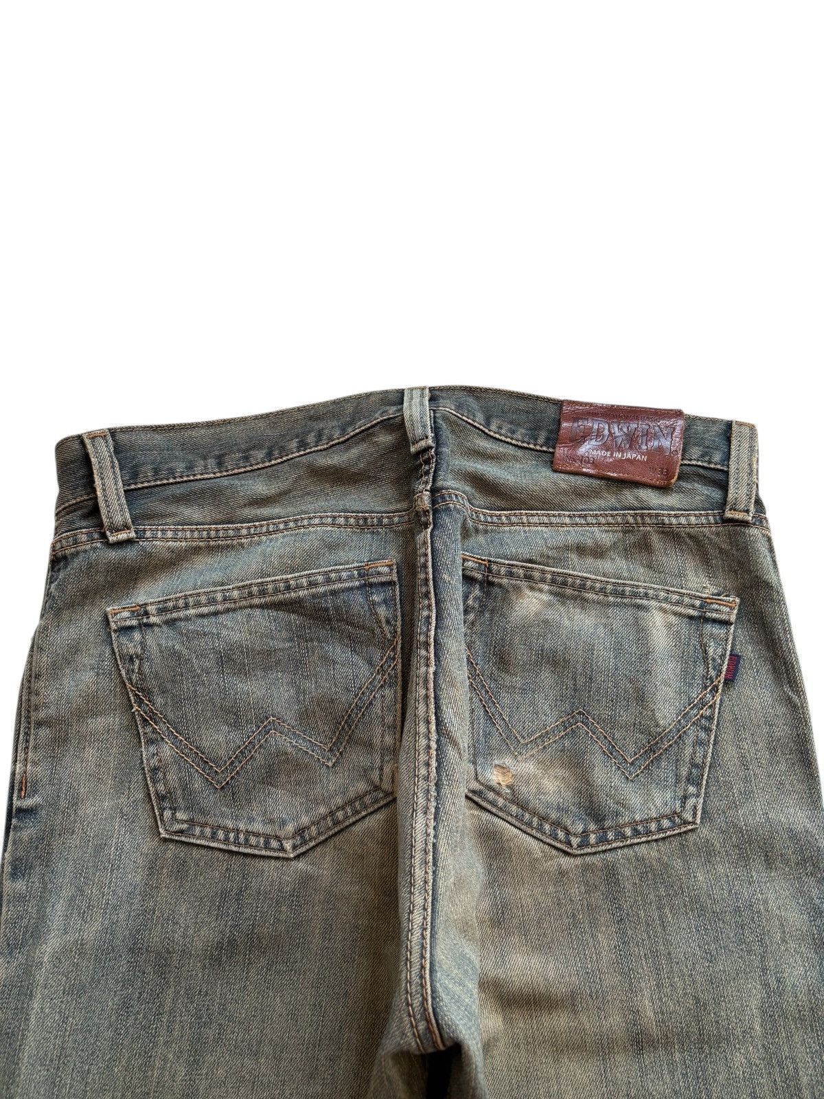 Edwin × Japanese Brand Vintage Edwin 403 Rusty Mud Wash Distressed Rip Loose Jean Size US 34 / EU 50 - 8 Thumbnail