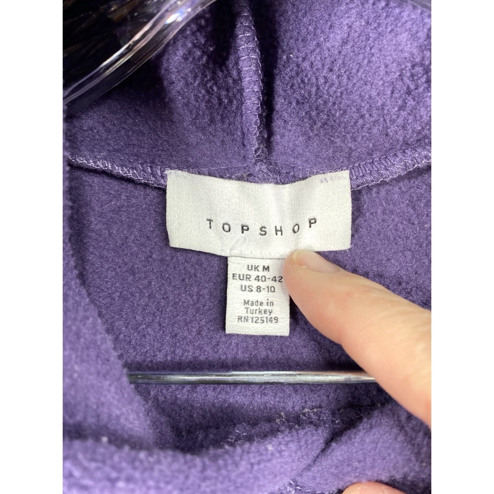 Topshop Topshop Womens Hoodie M Purple Oversized Adjustable Pullover Sweatshirt Casual Winter Modern Womens Size M / US 6-8 / IT 42-44 - 4 Thumbnail