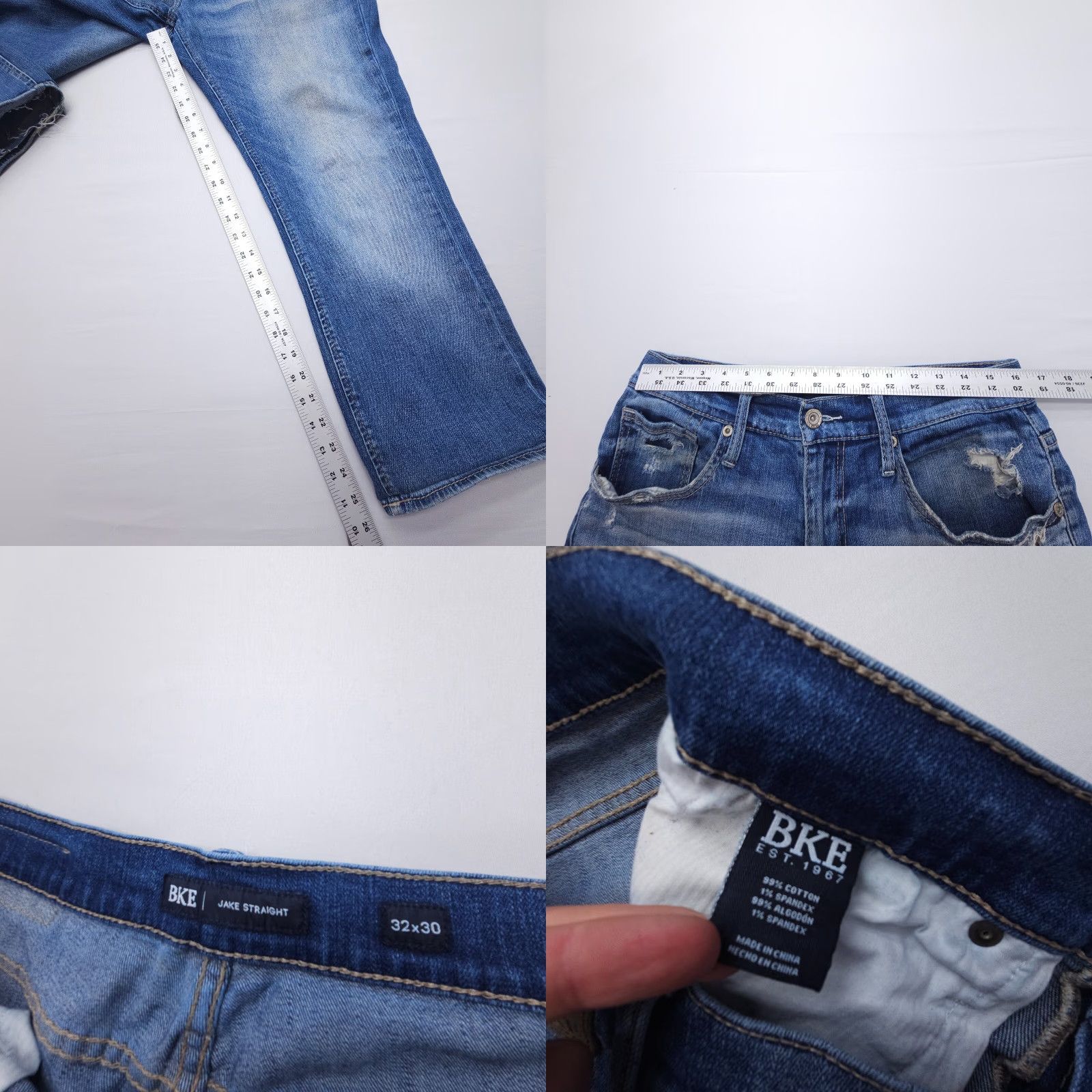 Vintage BKE Buckle Jeans 32 Regular Inseam 26 Distressed Comfort Straight Blue Denim Cotton Blend 5-Pocket Design Brand Buckle Bke Mens & Style: Straight Size US 32 / EU 48 - 8 Thumbnail