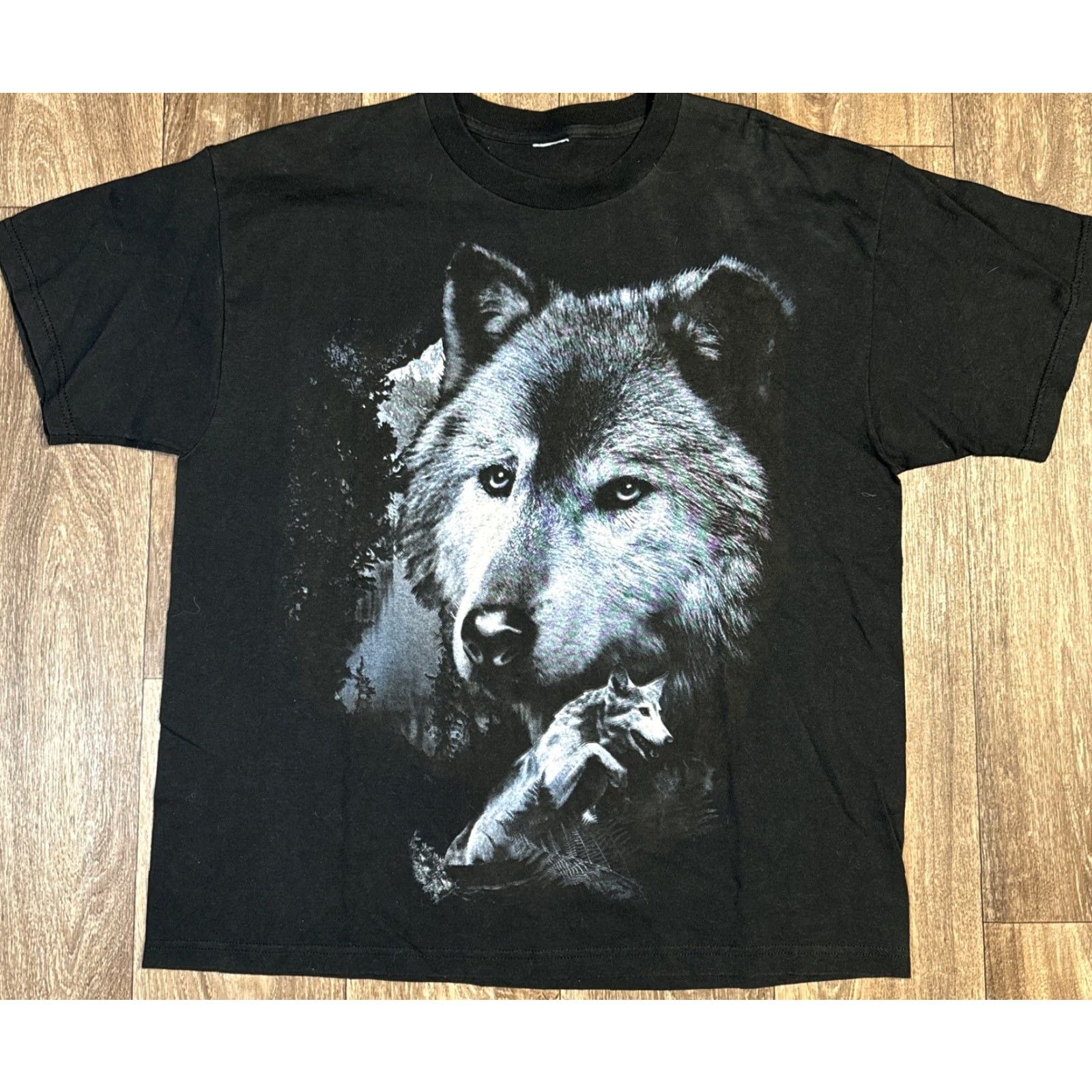 Vintage VINTAGE Wolf Husky Dog Nature Animal Earth Black T-Shirt XL Men Size US XL / EU 56 / 4 - 2 Thumbnail