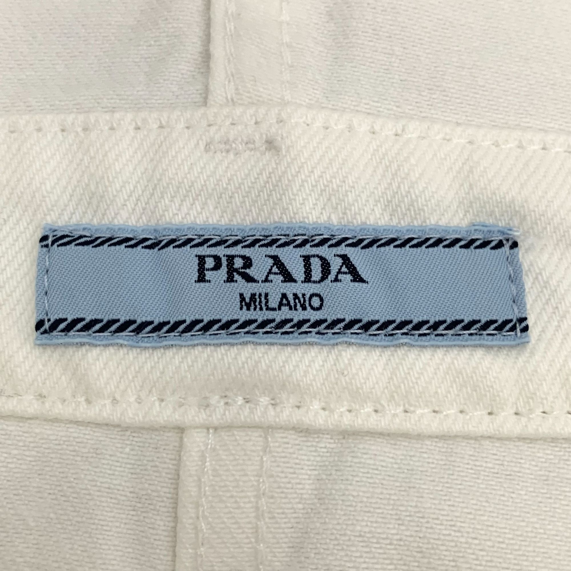 Prada Prada White Triangle Logo Cotton Suspender Dress (Size XS) Size XS / US 0-2 / IT 36-38 - 2 Thumbnail