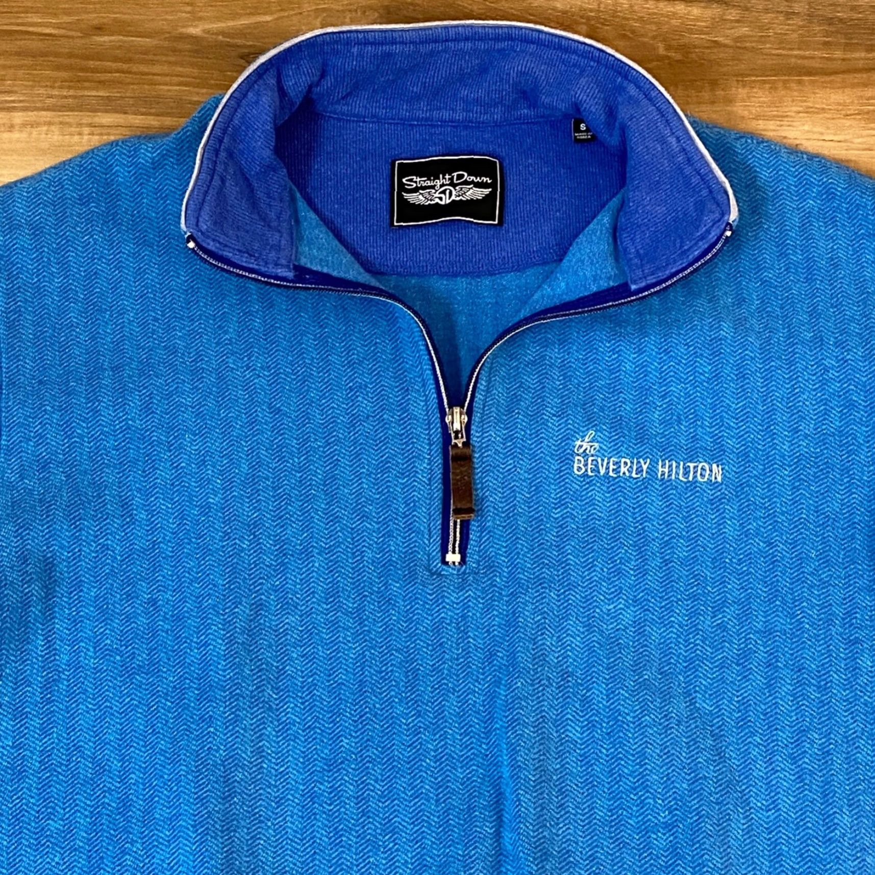 Vintage Straight Down Mens Small Herringbone Blue 1/4 Zip Mock Neck Cotton Sweater Pullover S Regular Knit Vintage No 50s? Size US S / EU 44-46 / 1 - 2 Thumbnail